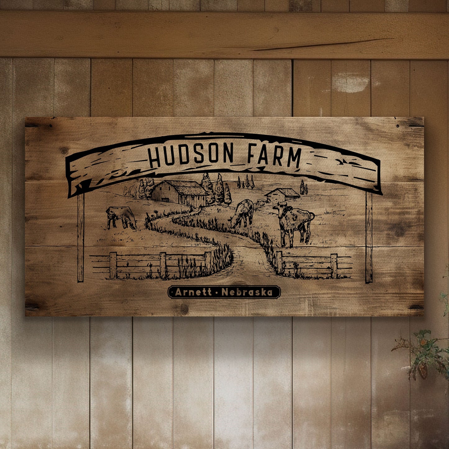 Farmhouse Sign, Personalized Homestead Sign, Farmhouse Wall Decor, Custom Family Name Farmhouse Sign, Name Date Farmstead Large Canvas Print