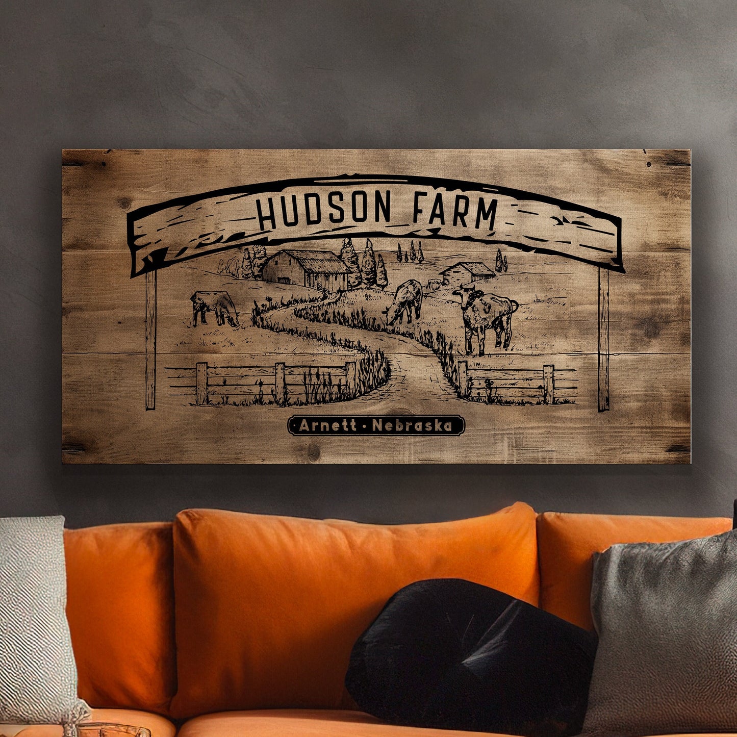 Farmhouse Sign, Personalized Homestead Sign, Farmhouse Wall Decor, Custom Family Name Farmhouse Sign, Name Date Farmstead Large Canvas Print