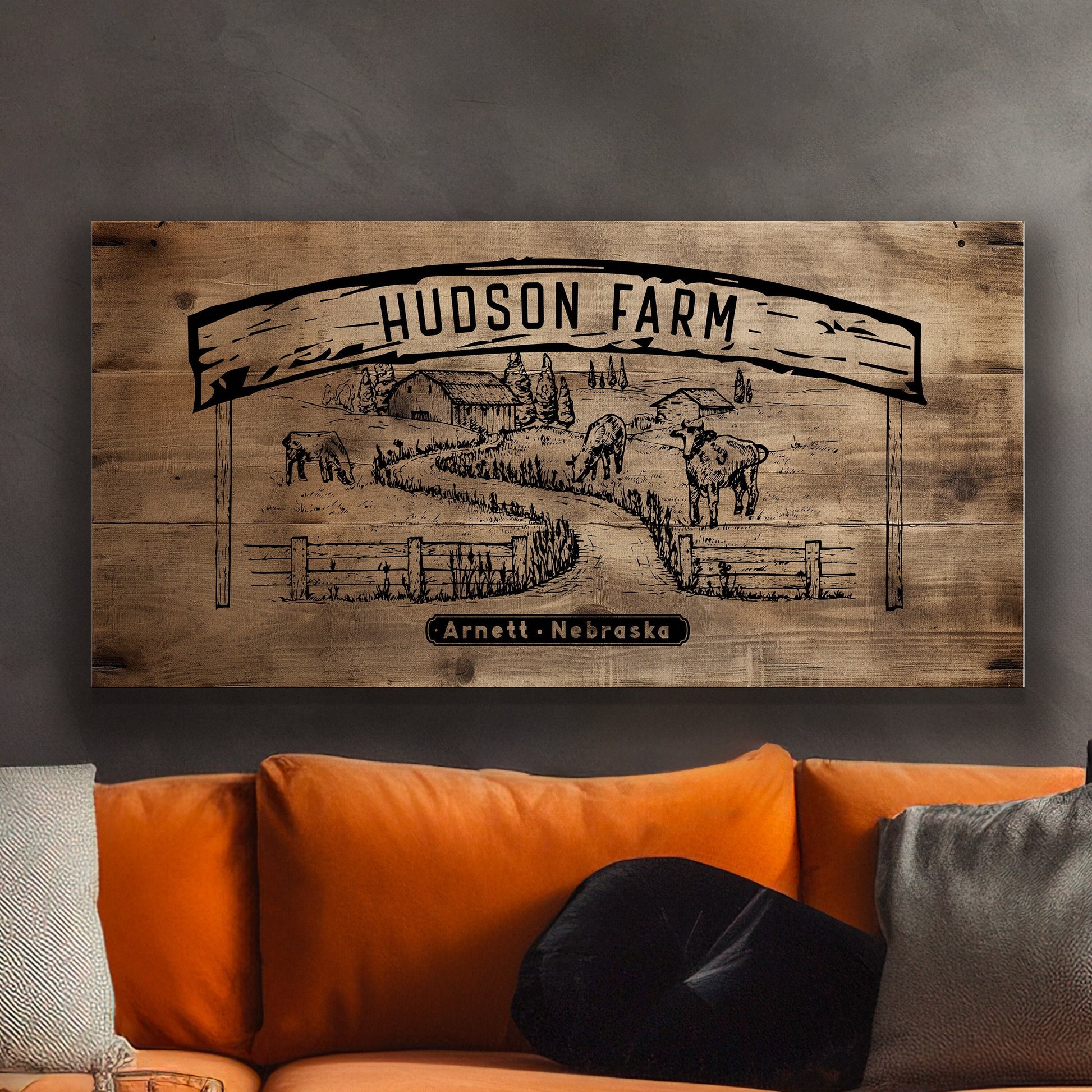Farmhouse Sign, Personalized Homestead Sign, Farmhouse Wall Decor, Custom Family Name Farmhouse Sign, Name Date Farmstead Large Canvas Print