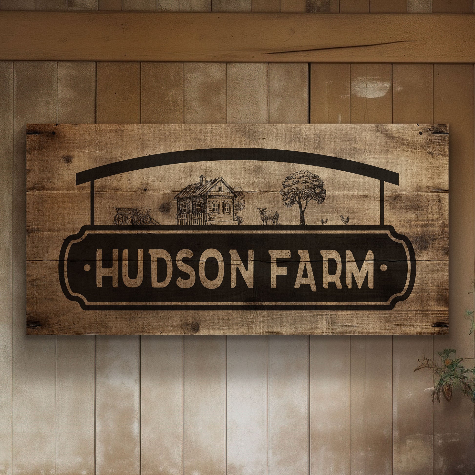 Farmhouse Sign, Personalized Homestead Sign, Farmhouse Wall Decor, Custom Family Name Farmhouse Sign, Name Date Farmstead Large Canvas Print