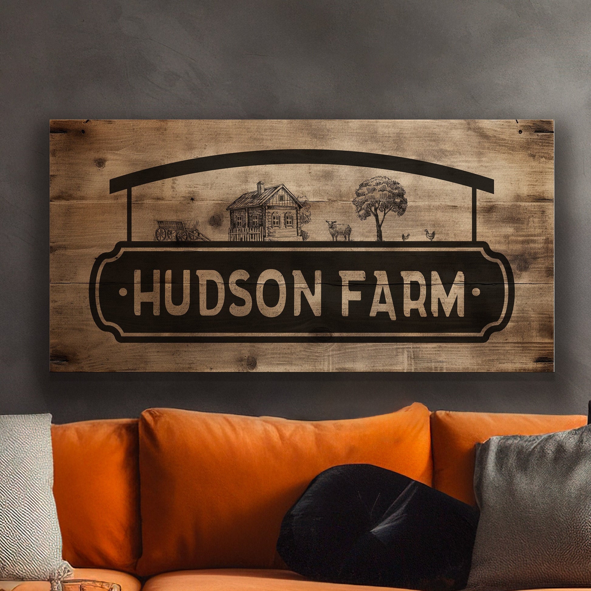 Farmhouse Sign, Personalized Homestead Sign, Farmhouse Wall Decor, Custom Family Name Farmhouse Sign, Name Date Farmstead Large Canvas Print