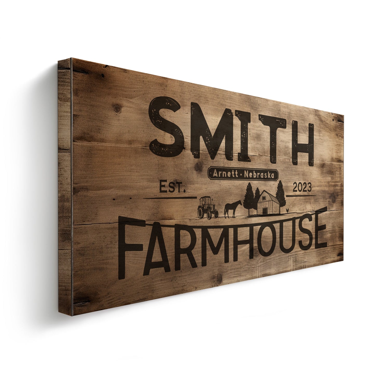 Farmhouse Sign, Personalized Homestead Sign, Farmhouse Wall Decor, Custom Family Name Farmhouse Sign, Name Date Farmstead Large Canvas Print