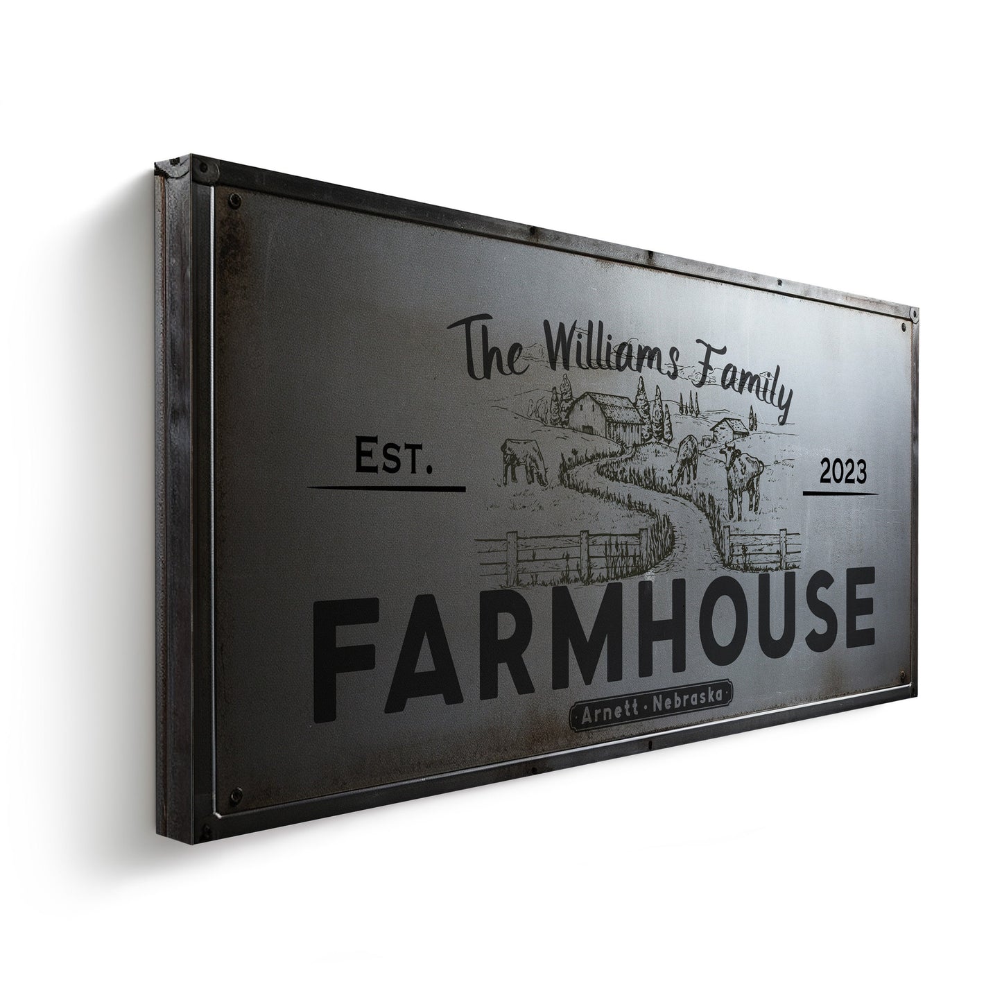 Farmhouse Sign, Personalized Homestead Sign, Farmhouse Wall Decor, Custom Family Name Farmhouse Sign, Name Date Farmstead Large Canvas Print