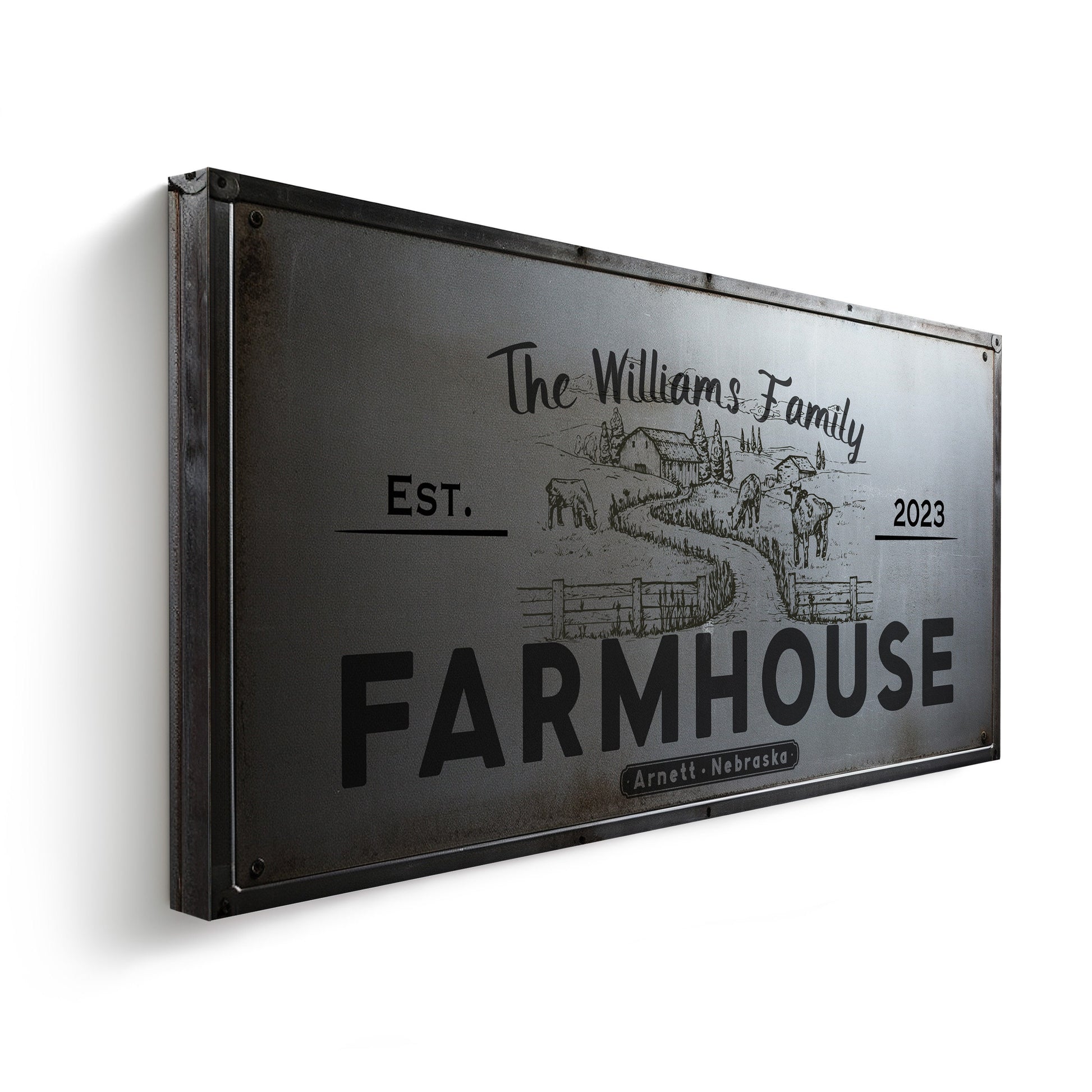 Farmhouse Sign, Personalized Homestead Sign, Farmhouse Wall Decor, Custom Family Name Farmhouse Sign, Name Date Farmstead Large Canvas Print