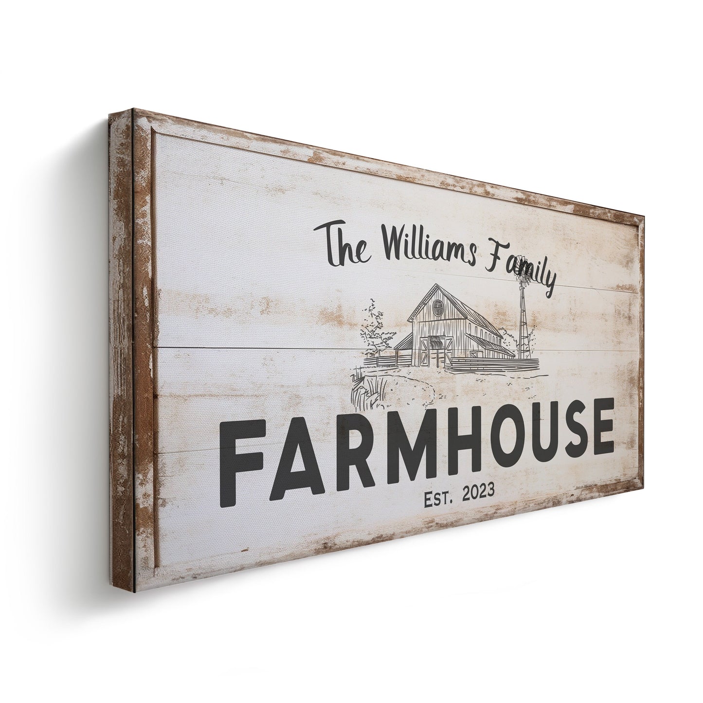 Farmhouse Sign, Personalized Homestead Sign, Farmhouse Wall Decor, Custom Family Name Farmhouse Sign, Name Date Farmstead Large Canvas Print
