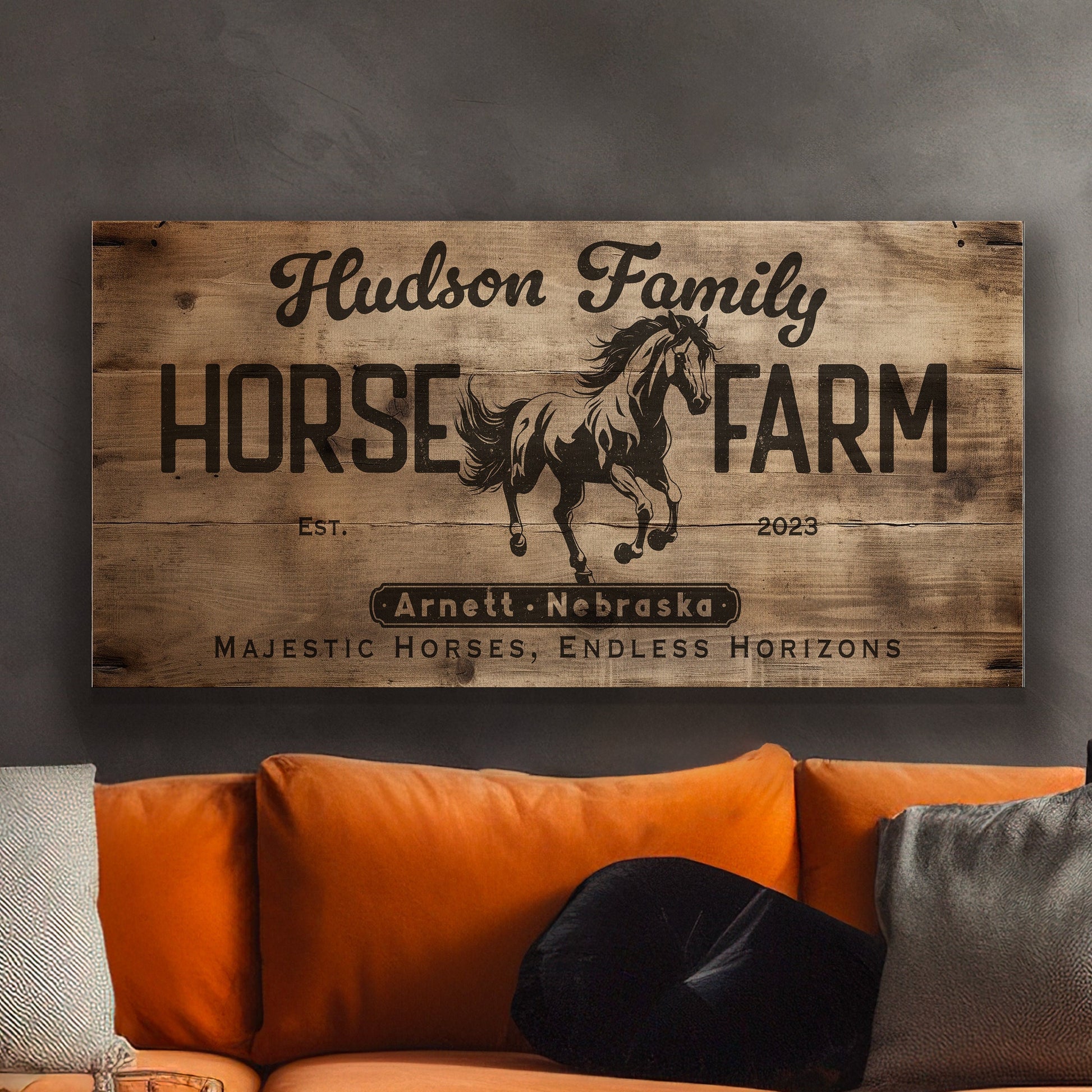 Farmhouse Sign, Personalized Homestead Sign, Farmhouse Wall Decor, Custom Family Name Farmhouse Sign, Name Date Farmstead Large Canvas Print