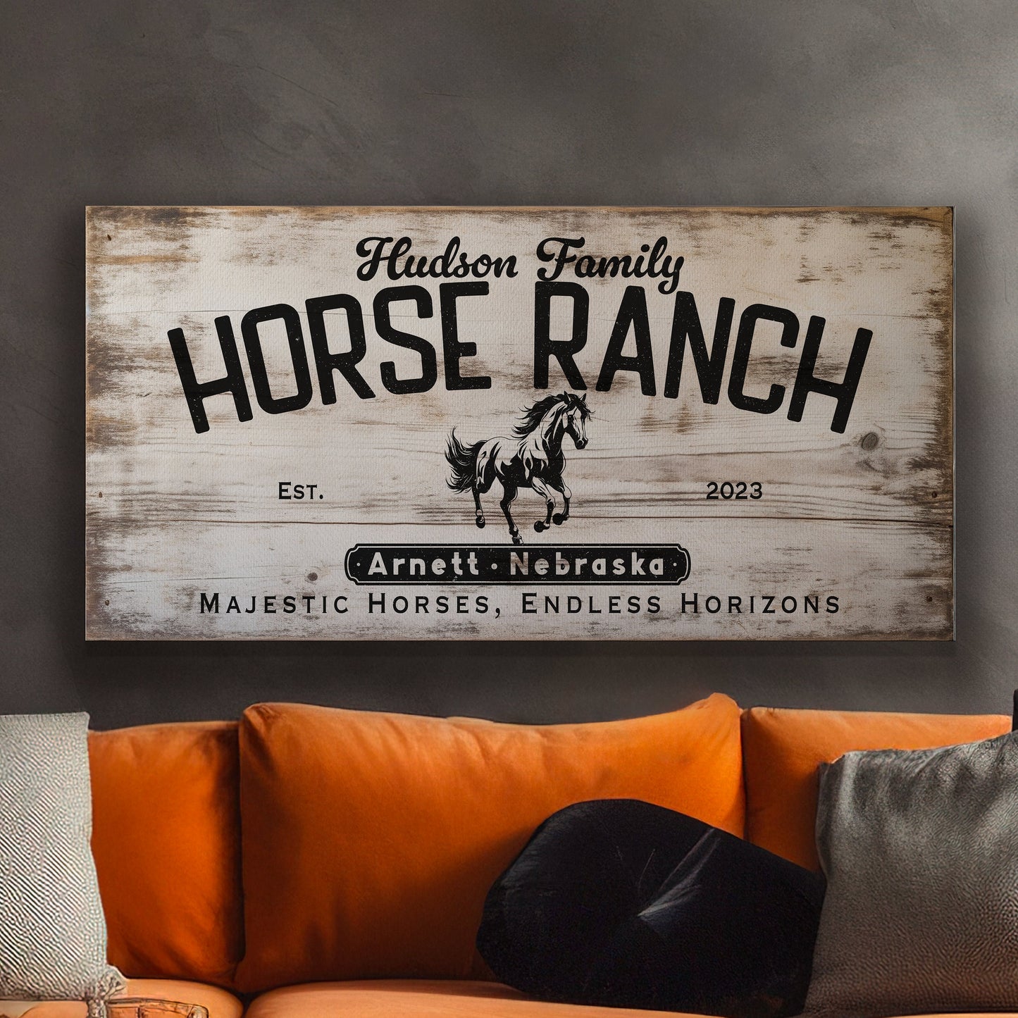 Farmhouse Sign, Personalized Homestead Sign, Farmhouse Wall Decor, Custom Family Name Farmhouse Sign, Name Date Farmstead Large Canvas Print