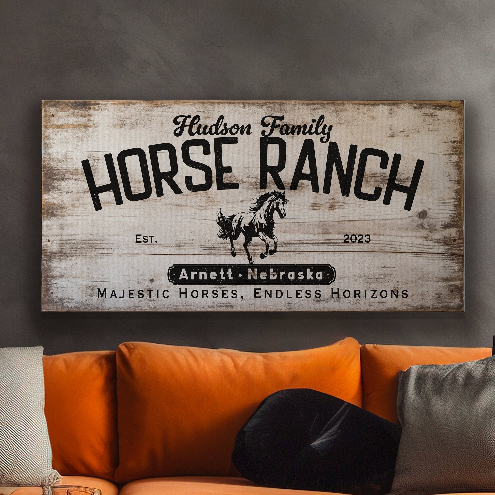 Farmhouse Sign, Personalized Homestead Sign, Farmhouse Wall Decor, Custom Family Name Farmhouse Sign, Name Date Farmstead Large Canvas Print
