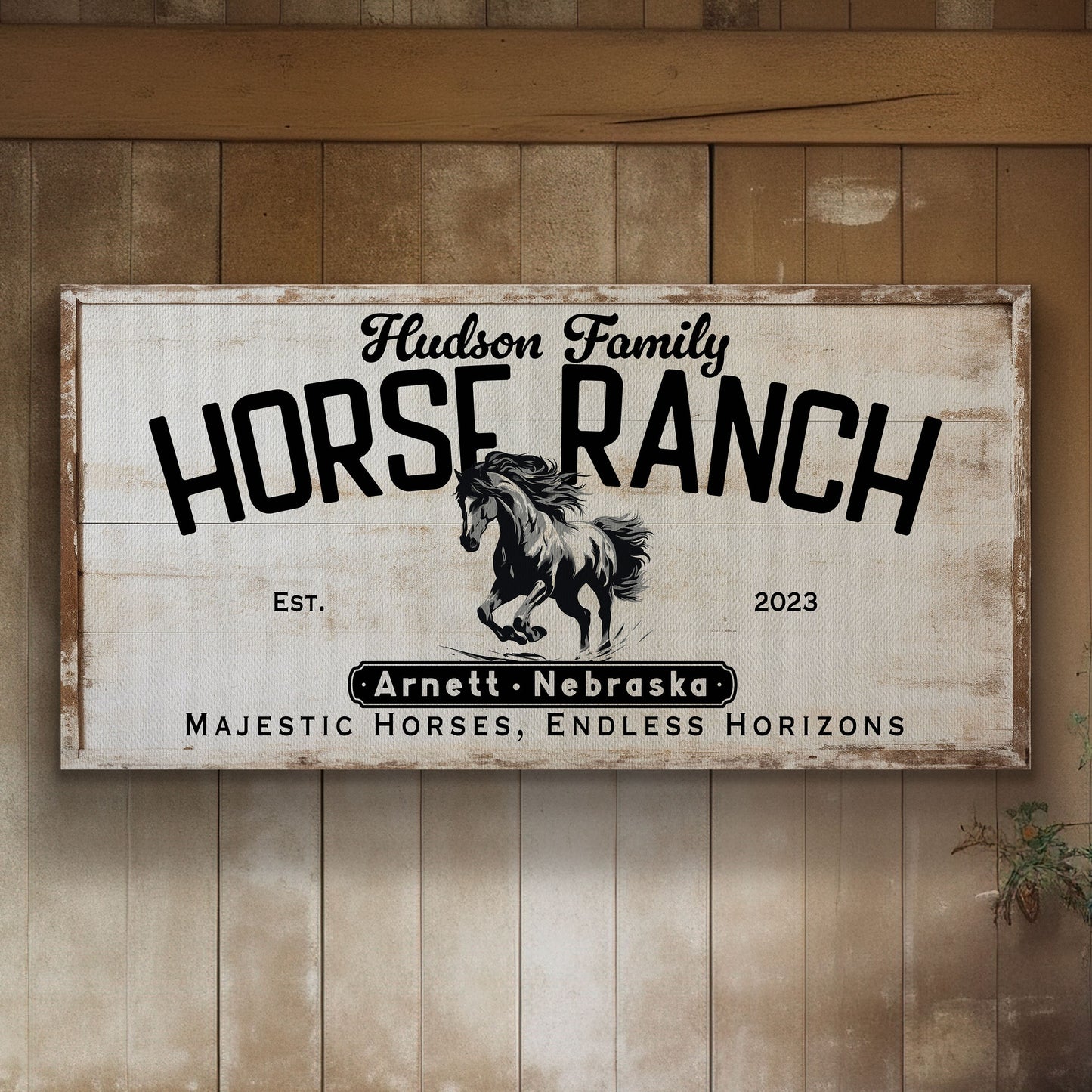 Farmhouse Sign, Personalized Homestead Sign, Farmhouse Wall Decor, Custom Family Name Farmhouse Sign, Name Date Farmstead Large Canvas Print