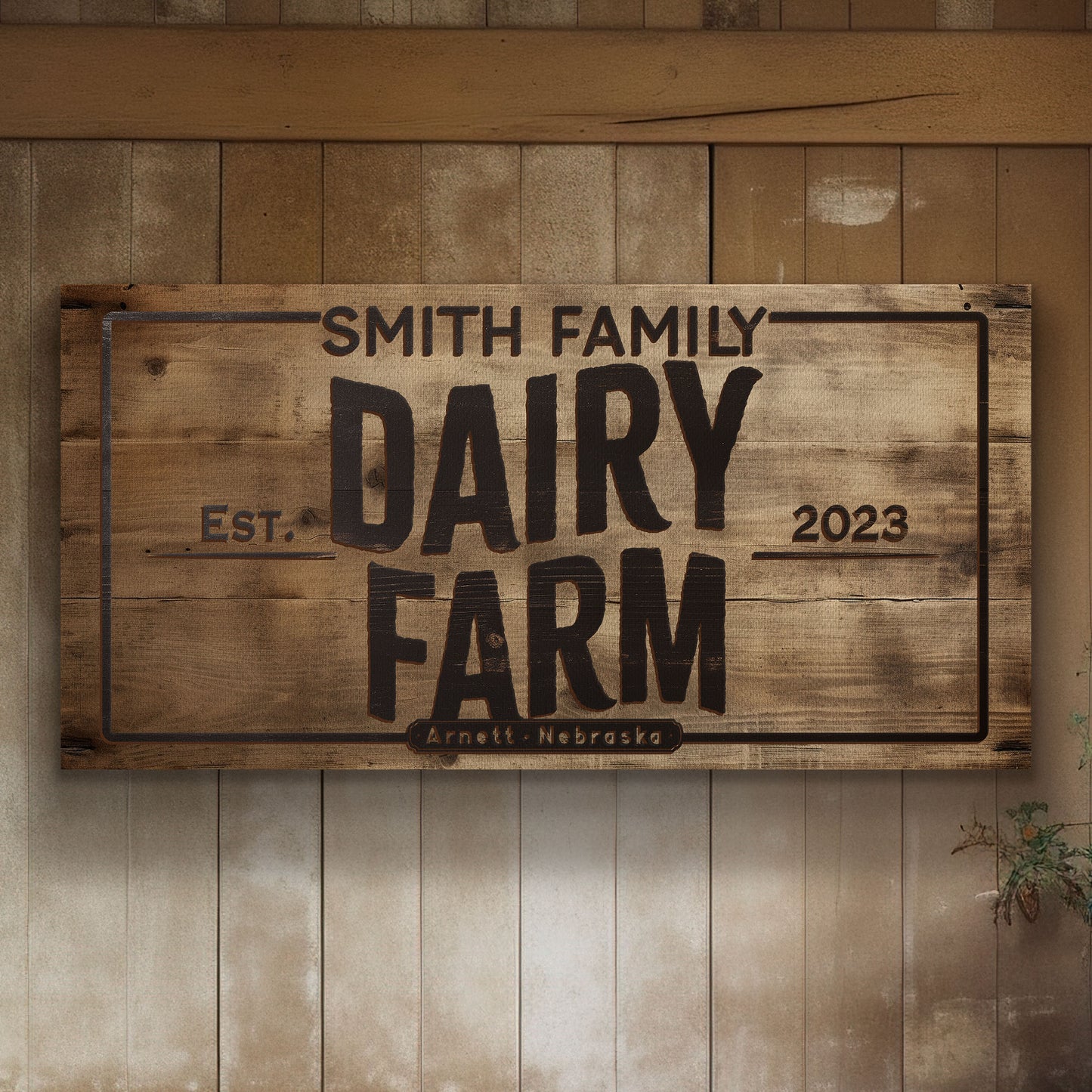 Farmhouse Sign, Personalized Homestead Sign, Farmhouse Wall Decor, Custom Family Name Farmhouse Sign, Name Date Farmstead Large Canvas Print