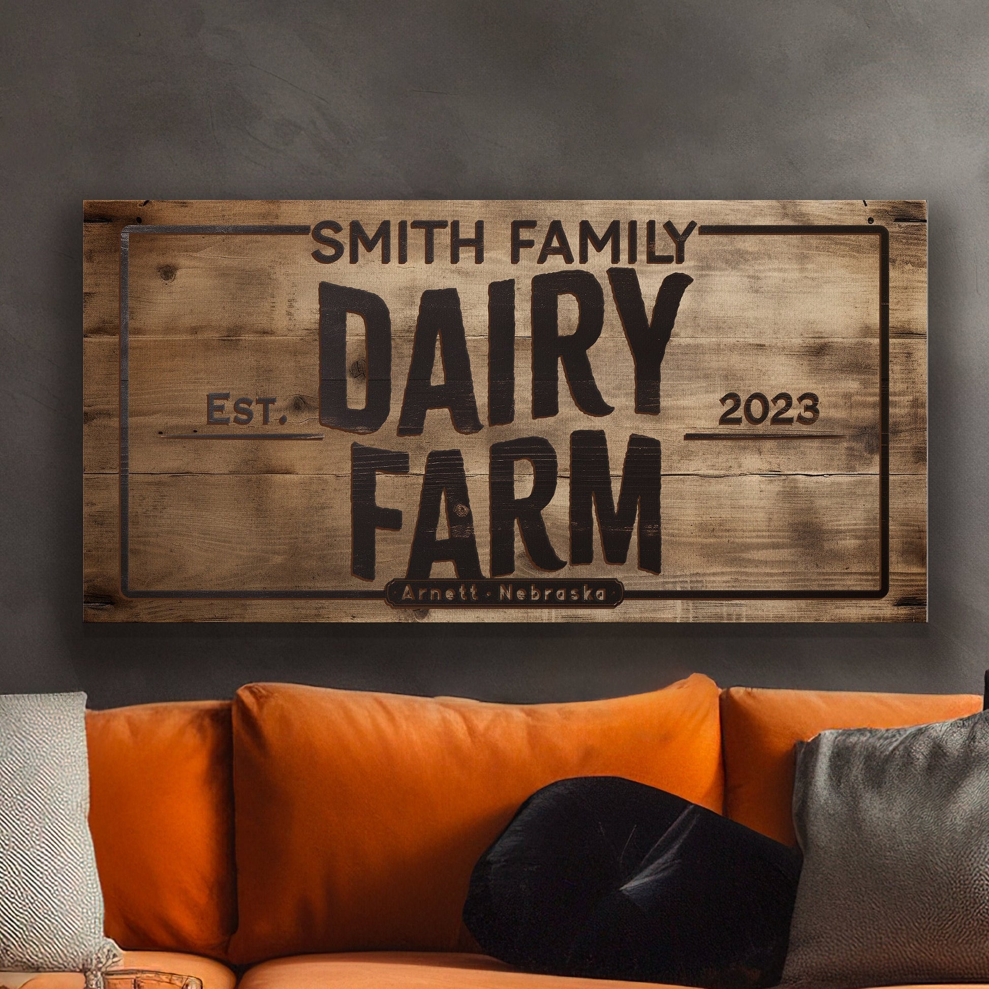 Farmhouse Sign, Personalized Homestead Sign, Farmhouse Wall Decor, Custom Family Name Farmhouse Sign, Name Date Farmstead Large Canvas Print