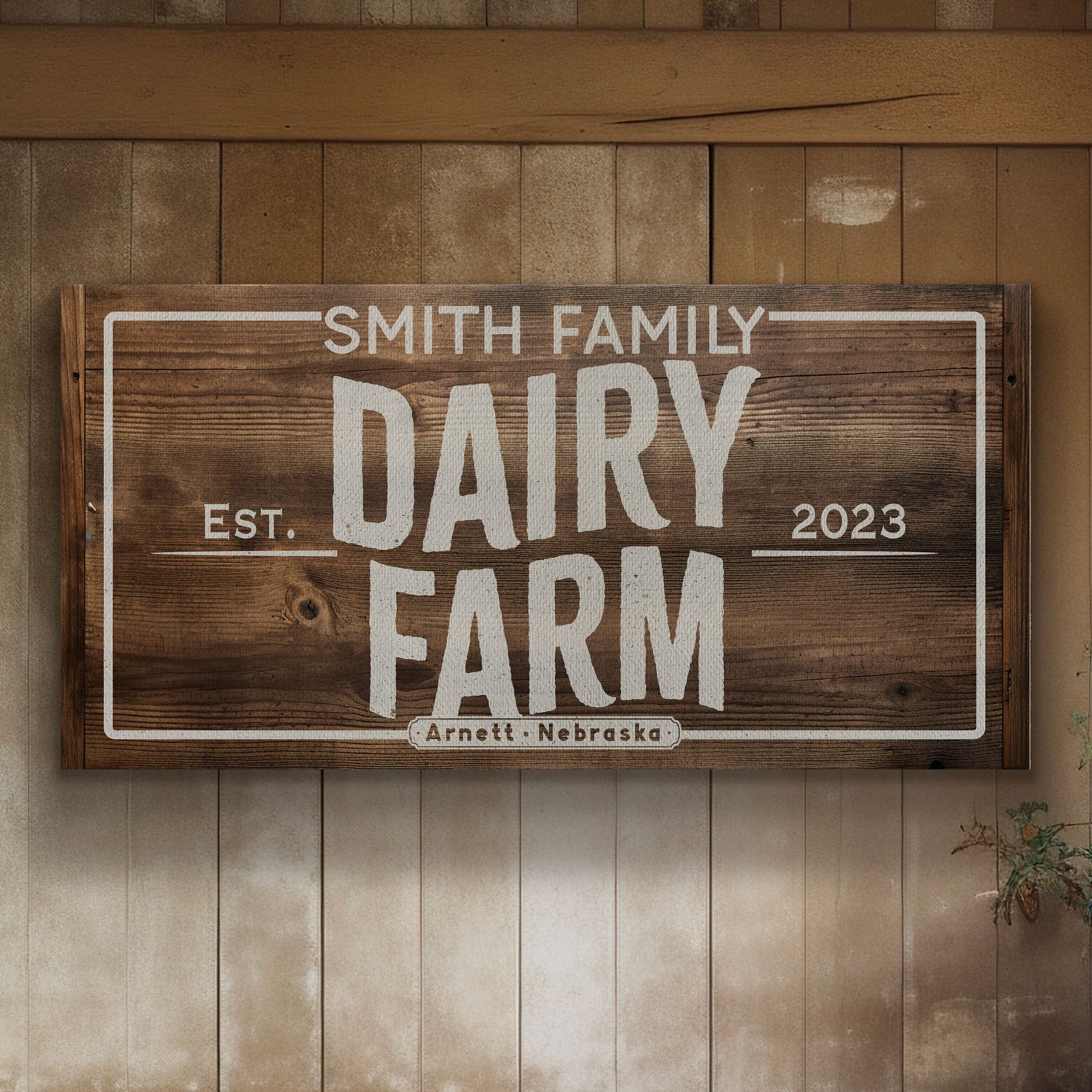 Farmhouse Sign, Personalized Homestead Sign, Farmhouse Wall Decor, Custom Family Name Farmhouse Sign, Name Date Farmstead Large Canvas Print