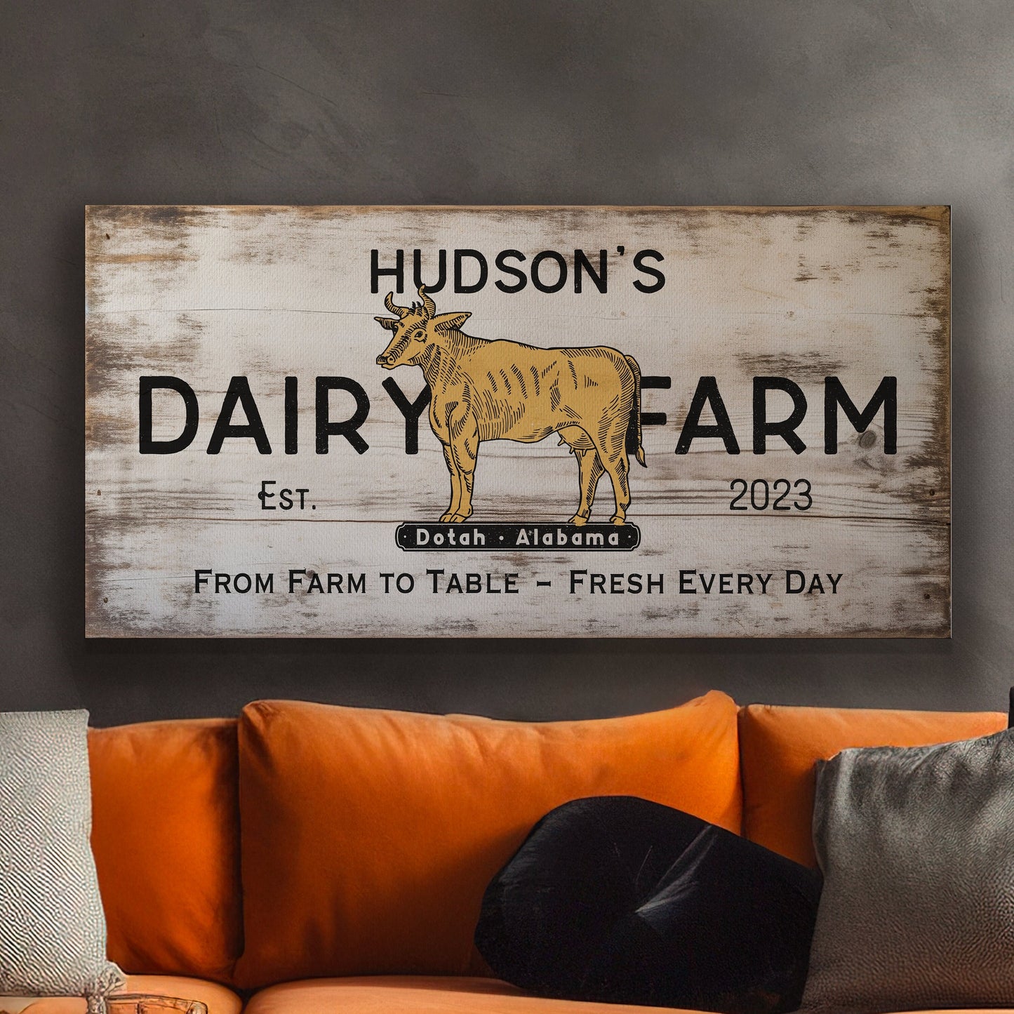 Farmhouse Sign, Personalized Homestead Sign, Farmhouse Wall Decor, Custom Family Name Farmhouse Sign, Name Date Farmstead Large Canvas Print