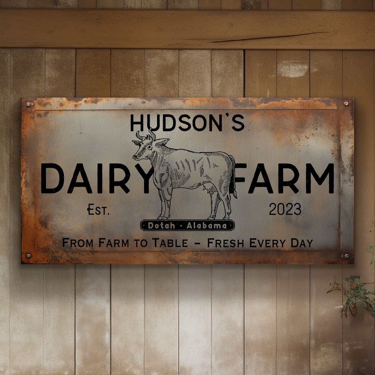 Farmhouse Sign, Personalized Homestead Sign, Farmhouse Wall Decor, Custom Family Name Farmhouse Sign, Name Date Farmstead Large Canvas Print