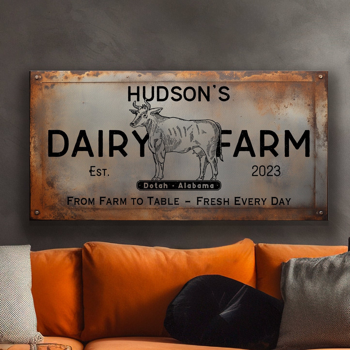 Farmhouse Sign, Personalized Homestead Sign, Farmhouse Wall Decor, Custom Family Name Farmhouse Sign, Name Date Farmstead Large Canvas Print