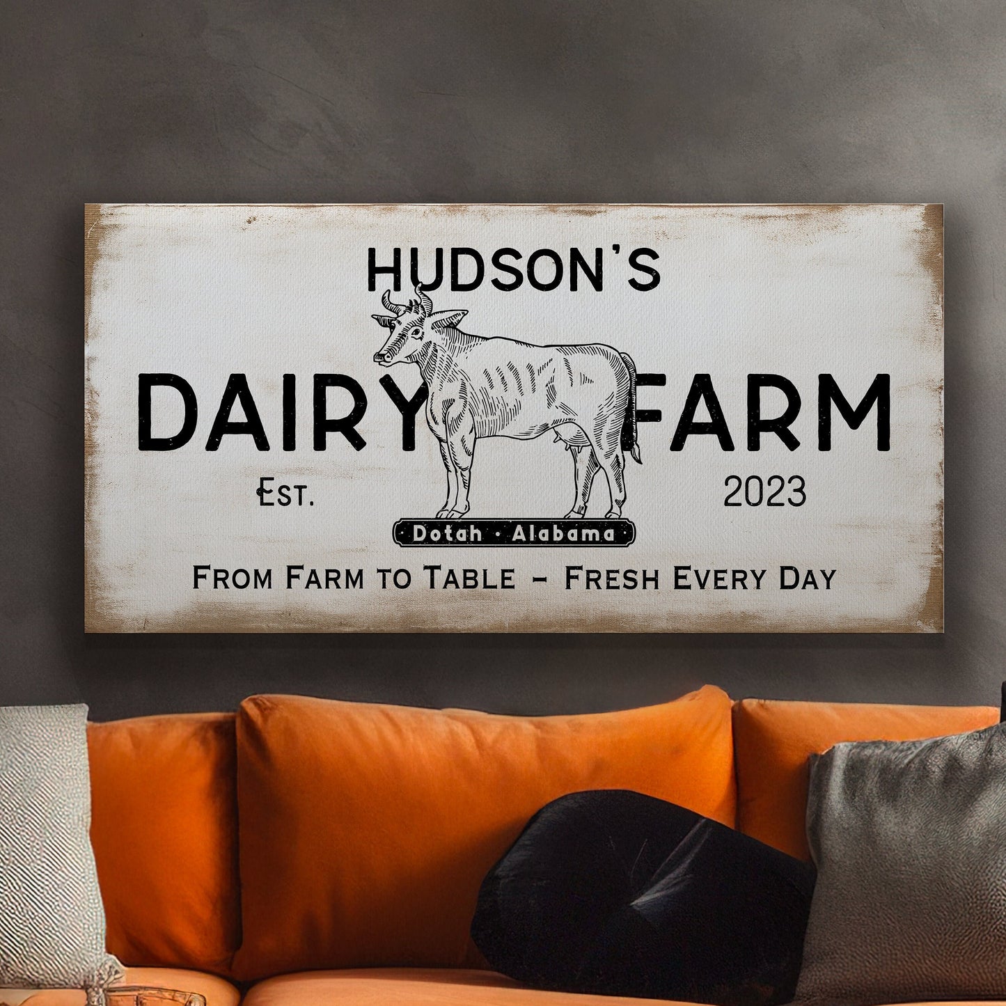 Farmhouse Sign, Personalized Homestead Sign, Farmhouse Wall Decor, Custom Family Name Farmhouse Sign, Name Date Farmstead Large Canvas Print