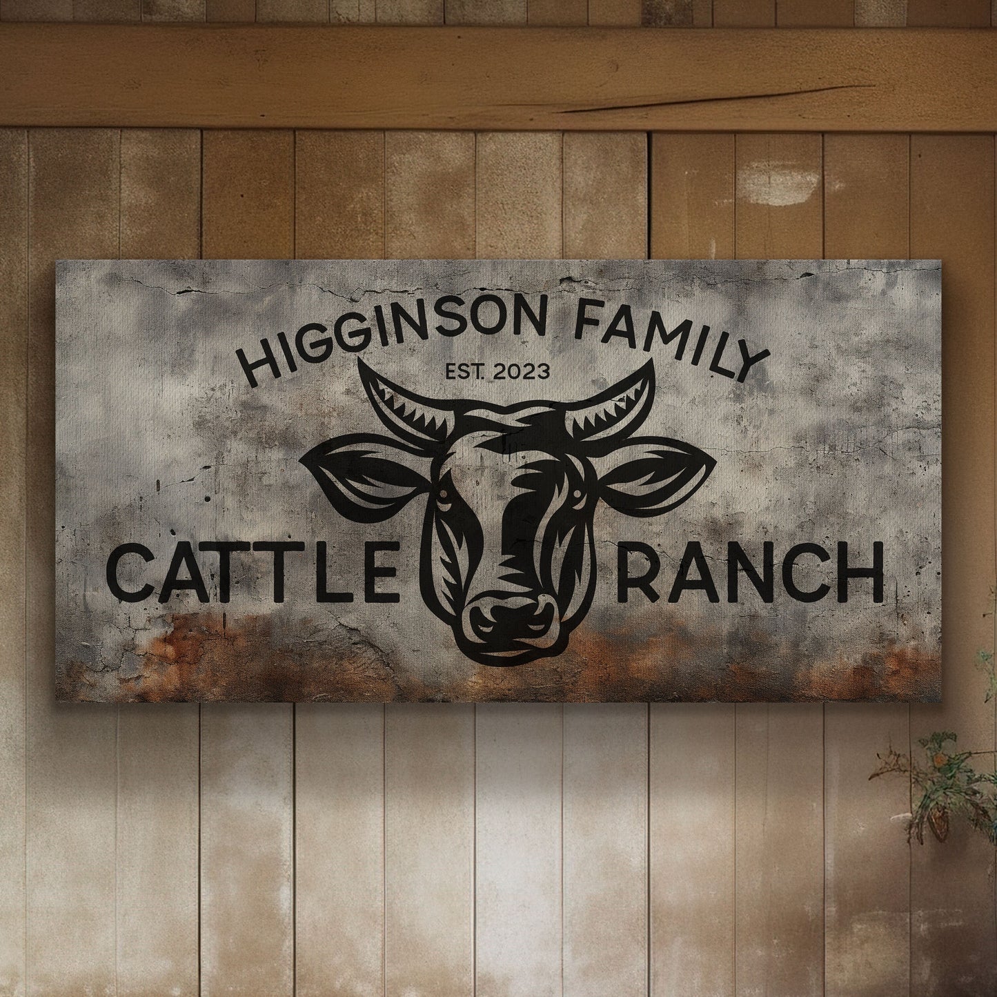 Farmhouse Sign, Personalized Homestead Sign, Farmhouse Wall Decor, Custom Family Name Farmhouse Sign, Name Date Farmstead Large Canvas Print