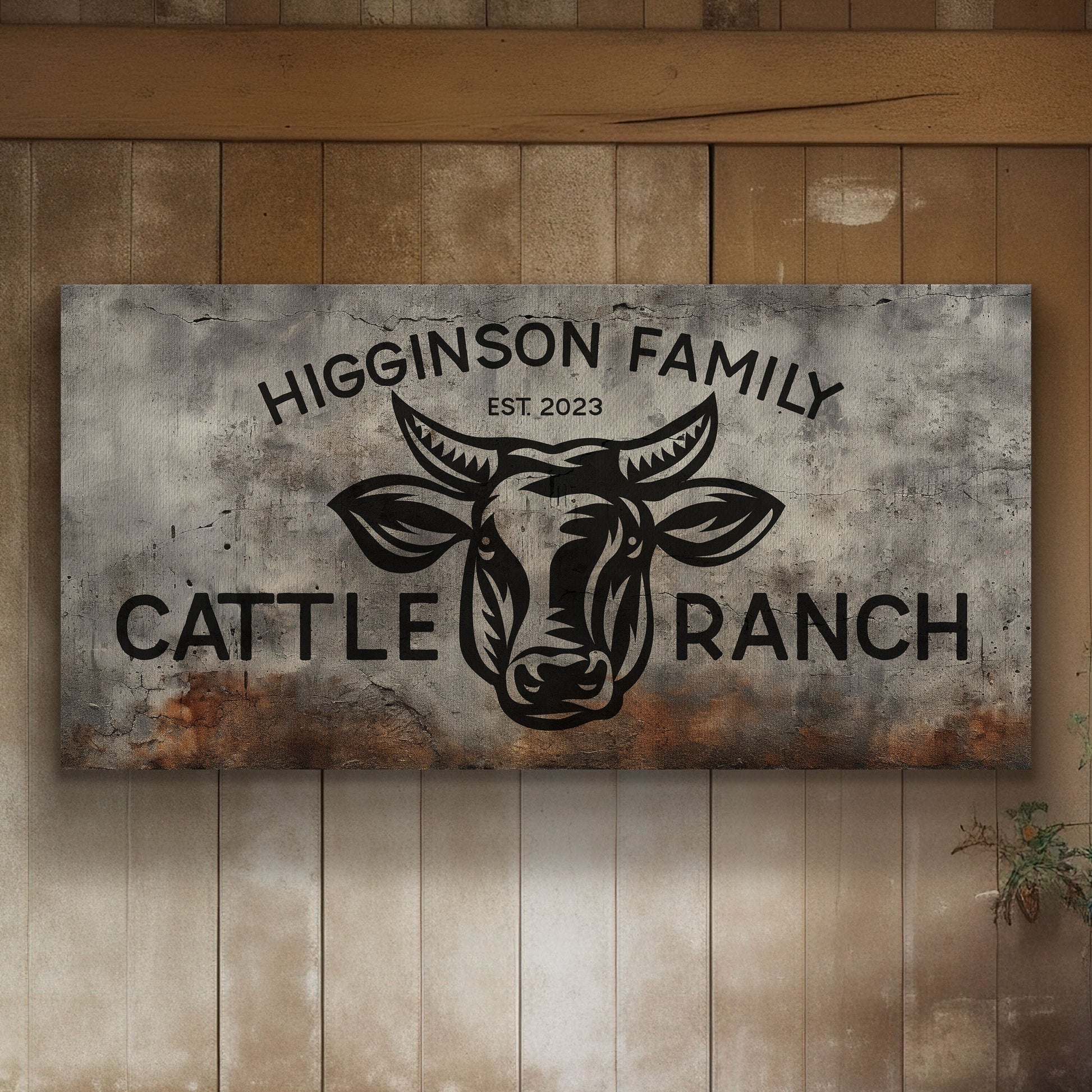 Farmhouse Sign, Personalized Homestead Sign, Farmhouse Wall Decor, Custom Family Name Farmhouse Sign, Name Date Farmstead Large Canvas Print