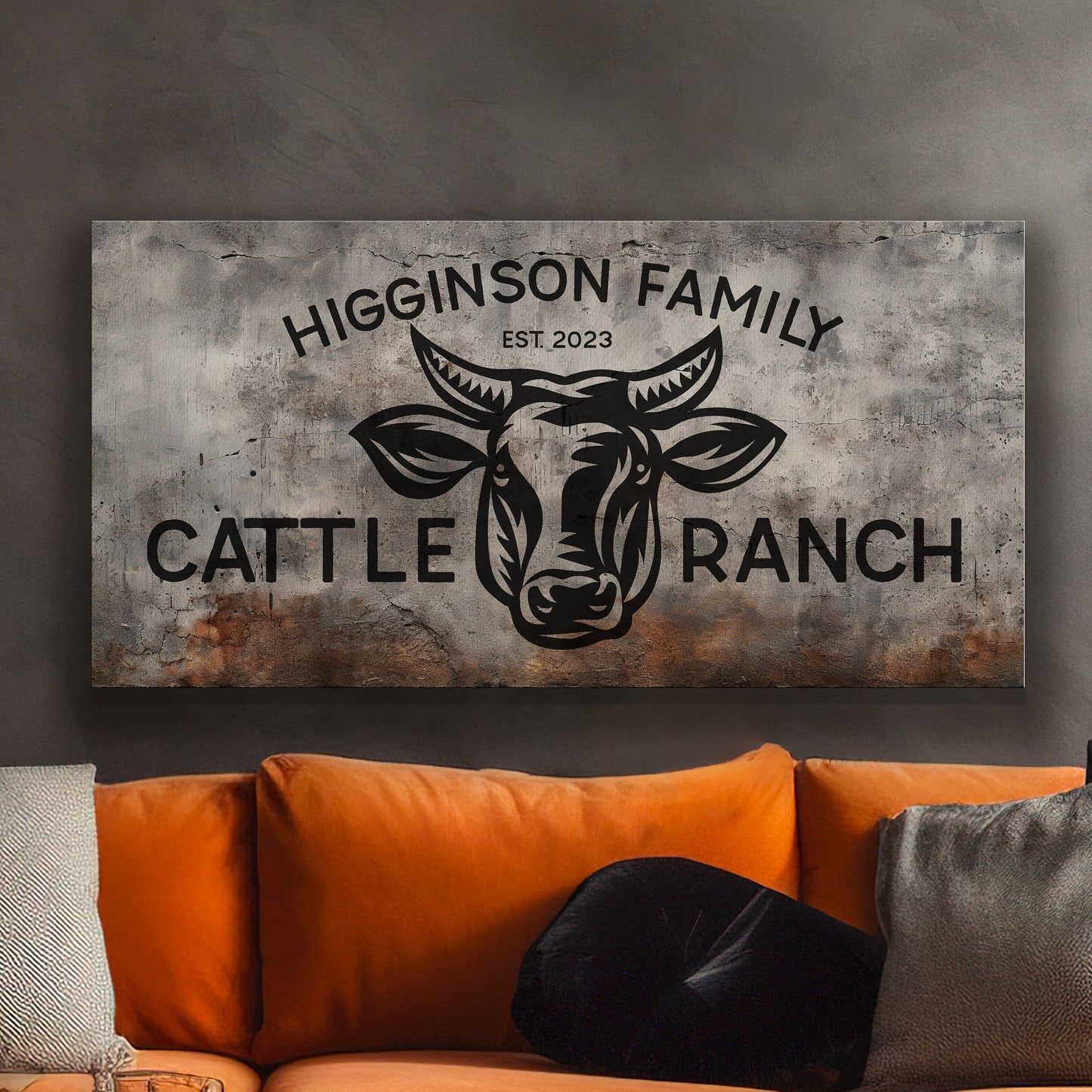 Farmhouse Sign, Personalized Homestead Sign, Farmhouse Wall Decor, Custom Family Name Farmhouse Sign, Name Date Farmstead Large Canvas Print
