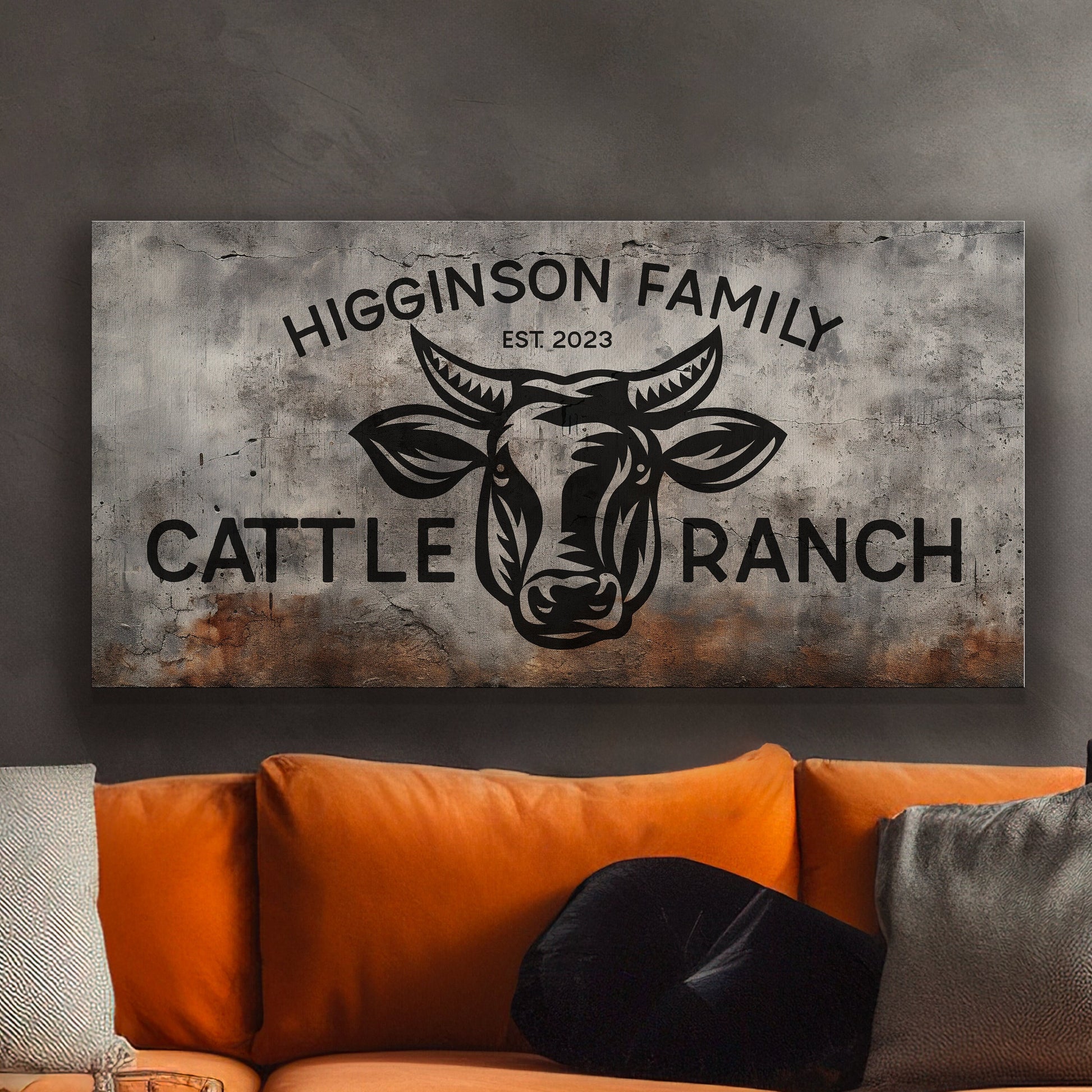 Farmhouse Sign, Personalized Homestead Sign, Farmhouse Wall Decor, Custom Family Name Farmhouse Sign, Name Date Farmstead Large Canvas Print