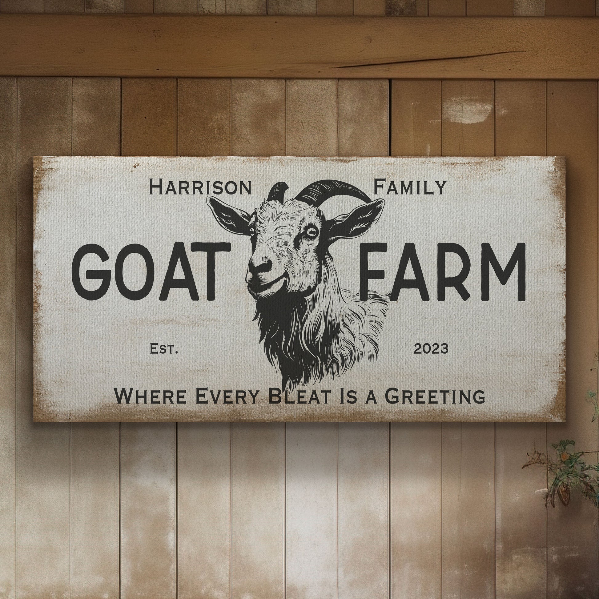 Farmhouse Sign, Personalized Homestead Sign, Farmhouse Wall Decor, Custom Family Name Farmhouse Sign, Name Date Farmstead Large Canvas Print