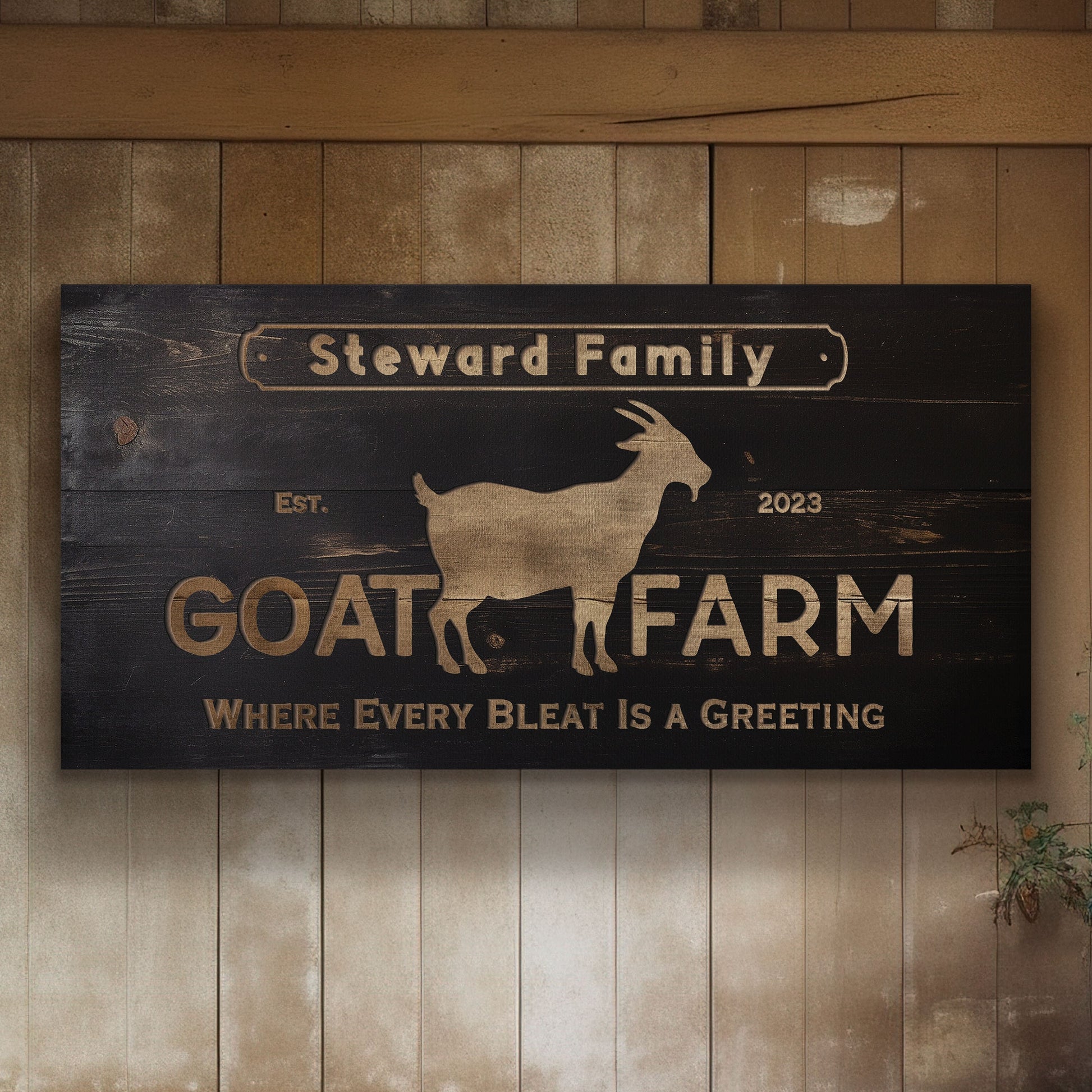 Farmhouse Sign, Personalized Homestead Sign, Farmhouse Wall Decor, Custom Family Name Farmhouse Sign, Name Date Farmstead Large Canvas Print