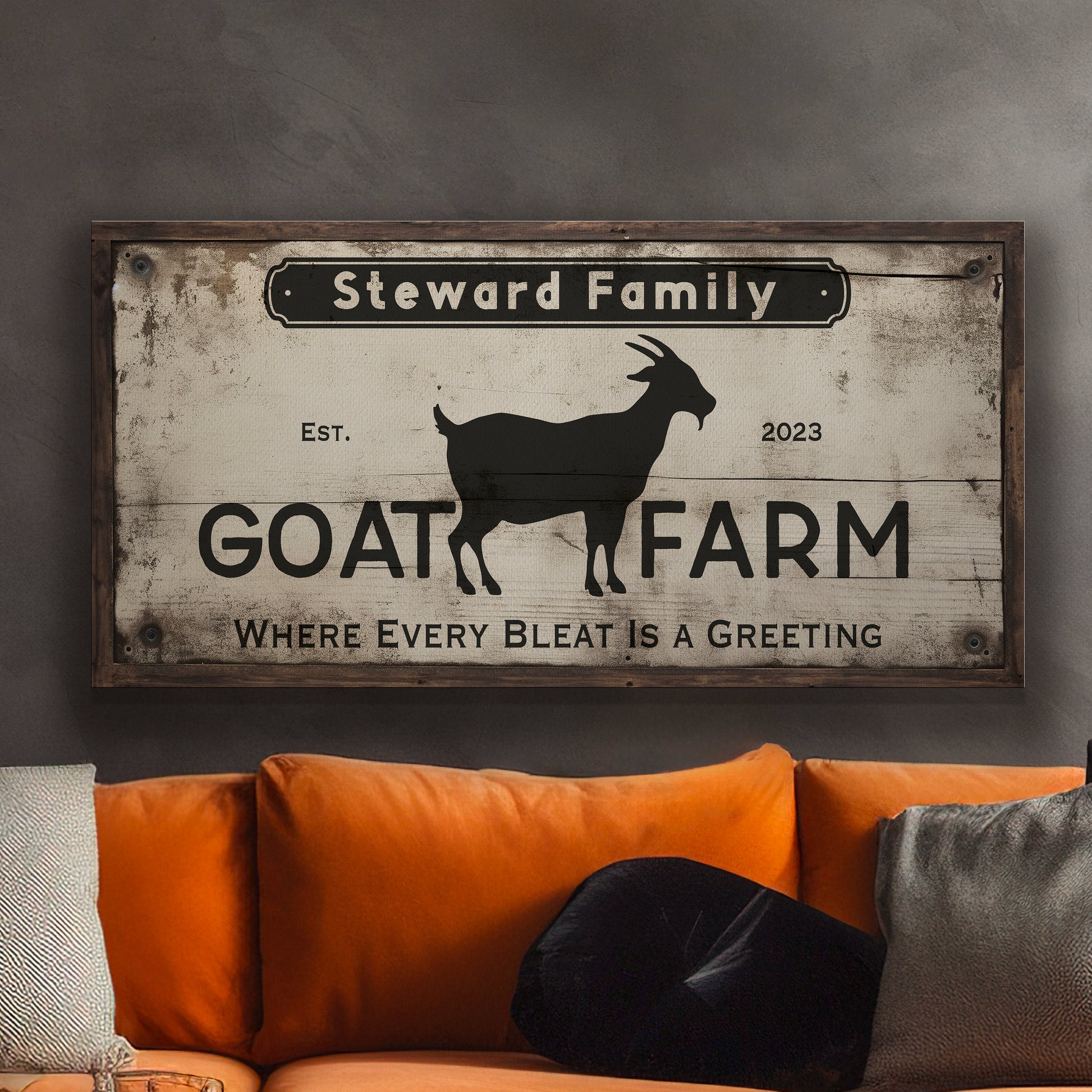 Farmhouse Sign, Personalized Homestead Sign, Farmhouse Wall Decor, Custom Family Name Farmhouse Sign, Name Date Farmstead Large Canvas Print
