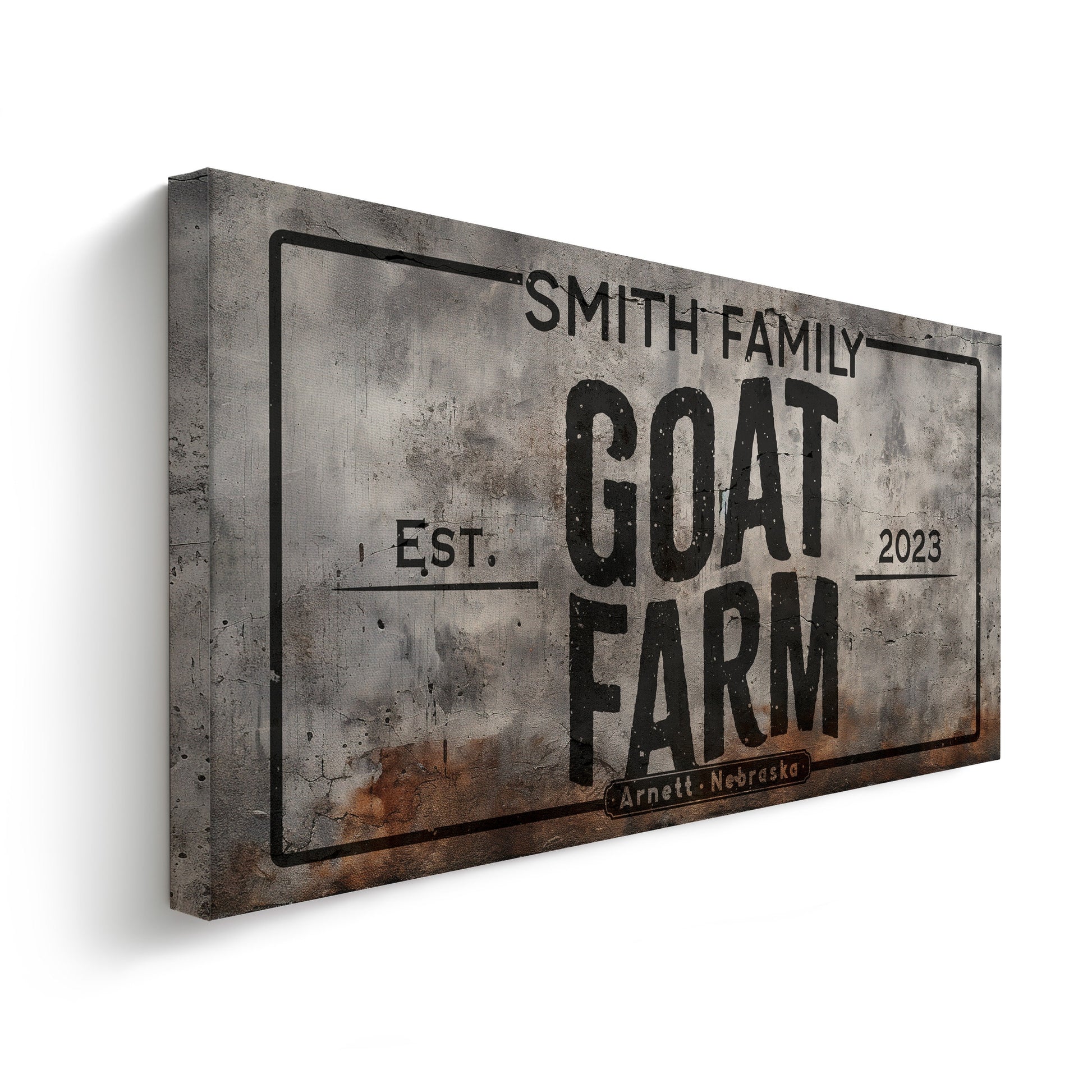 Farmhouse Sign, Personalized Homestead Sign, Farmhouse Wall Decor, Custom Family Name Farmhouse Sign, Name Date Farmstead Large Canvas Print