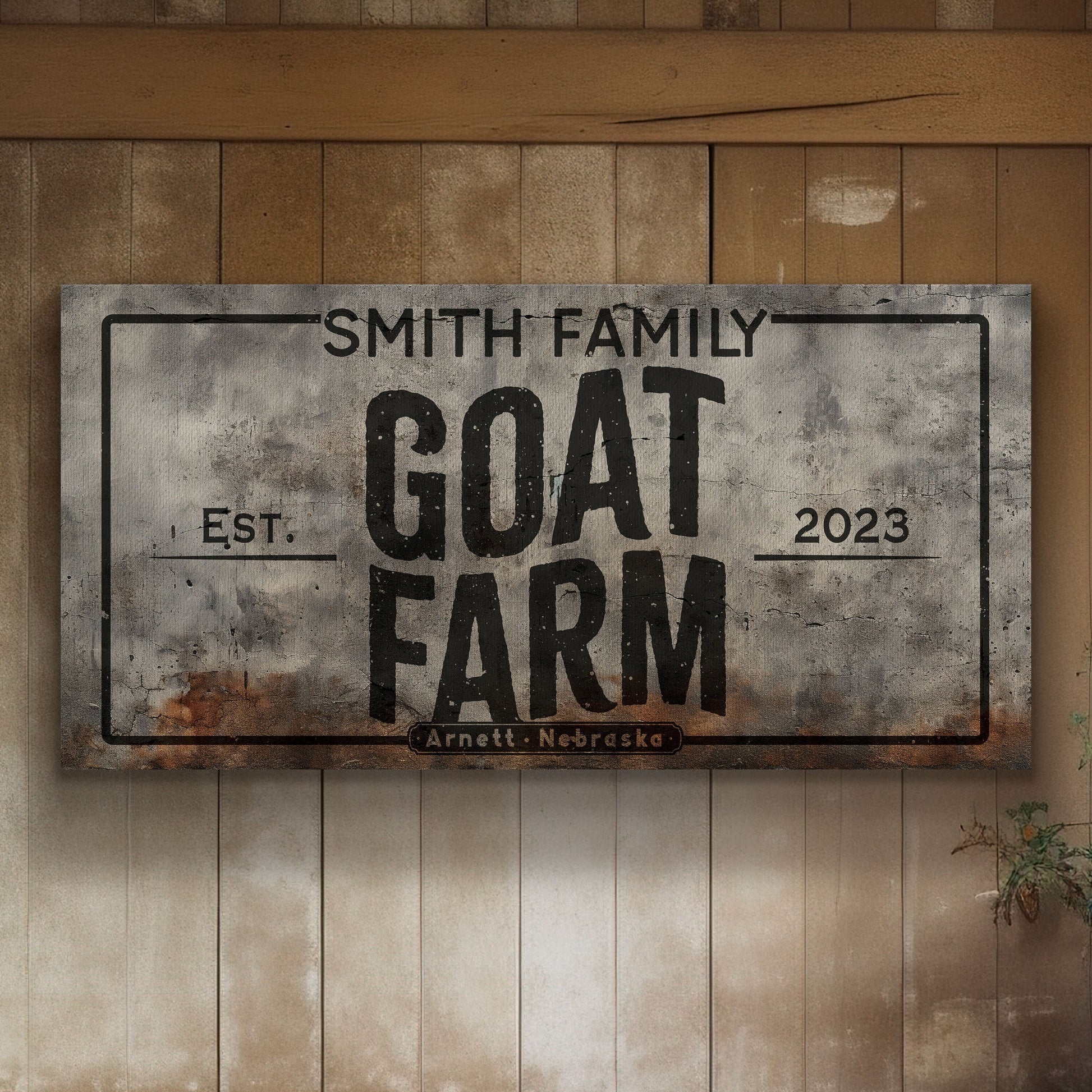 Farmhouse Sign, Personalized Homestead Sign, Farmhouse Wall Decor, Custom Family Name Farmhouse Sign, Name Date Farmstead Large Canvas Print