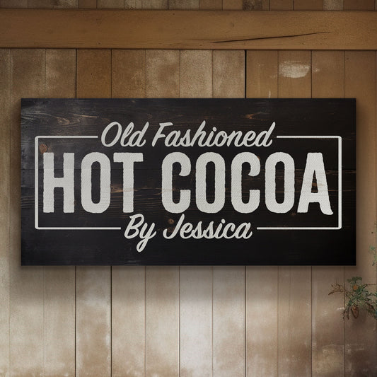 Hot Cocoa Bar Sign Personalized Christmas Rustic Farmhouse Vintage Holiday Canvas Print Decor Custom Old Fashioned Chocolate Canvas Art