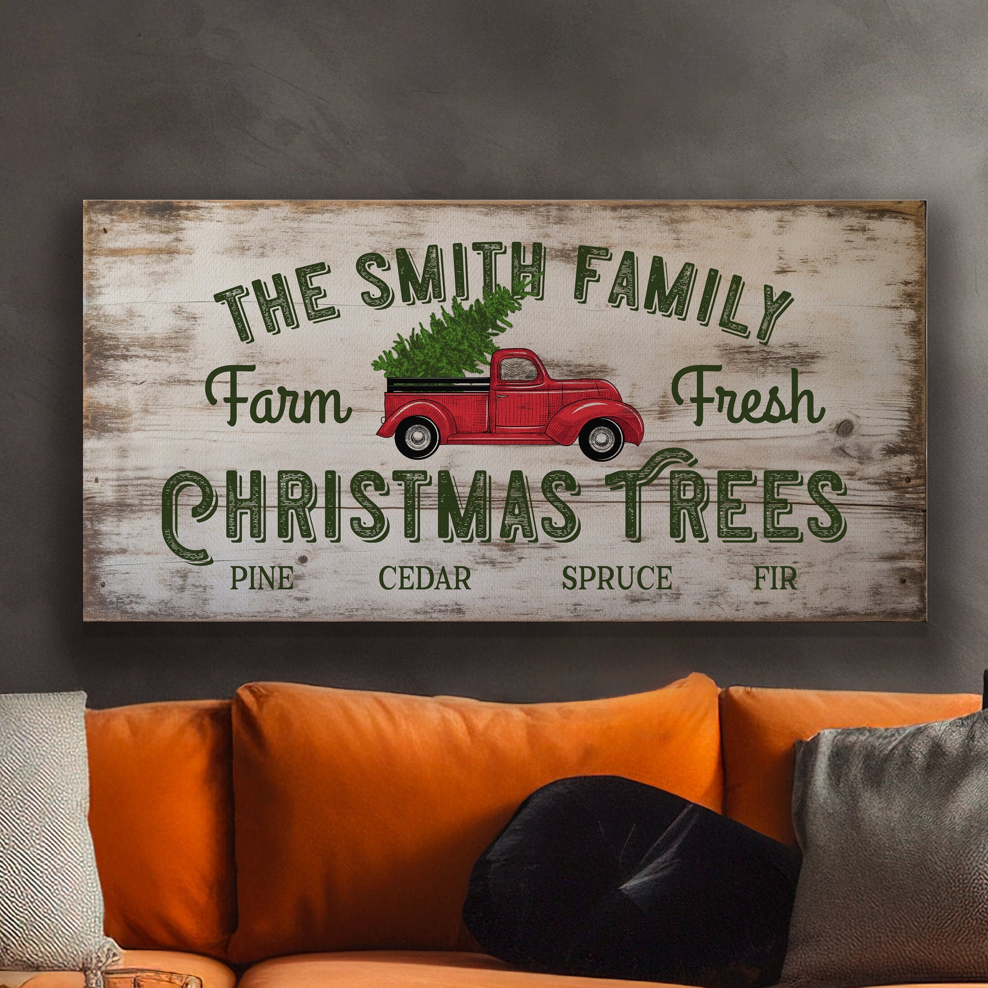 Personalized Christmas Tree Farm Canvas Print: Rustic Holiday Decor
