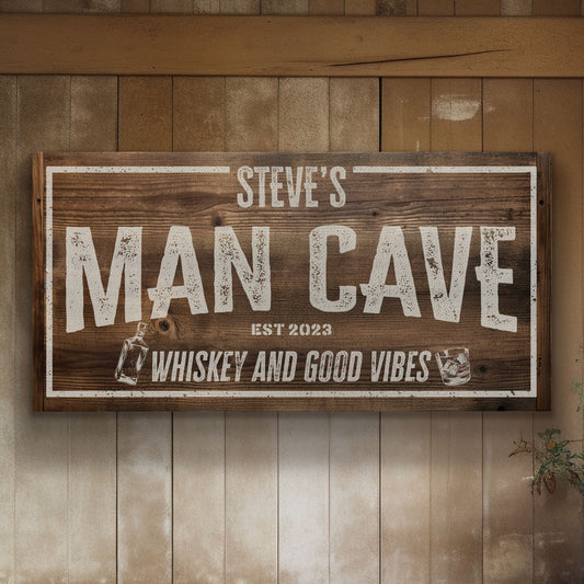 Personalized Man Cave Sign, Canvas Decor For men, Bar Signage For Basement, Father's Day Gifts, Custom Hideout Canvas Art