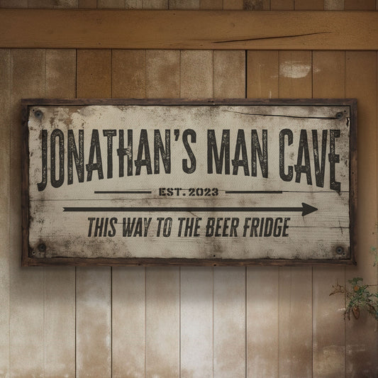 Personalized Man Cave Sign, Canvas Decor For men, Bar Signage For Basement, Father's Day Gifts, Custom Hideout Canvas Art