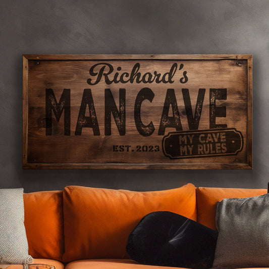 Personalized Man Cave Sign, Canvas Decor For men, Bar Signage For Basement, Father's Day Gifts, Custom Hideout Canvas Art