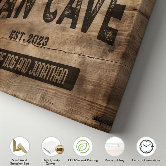 Personalized Man Cave Sign, Canvas Decor For men, Bar Signage For Basement, Father's Day Gifts, Custom Hideout Canvas Art