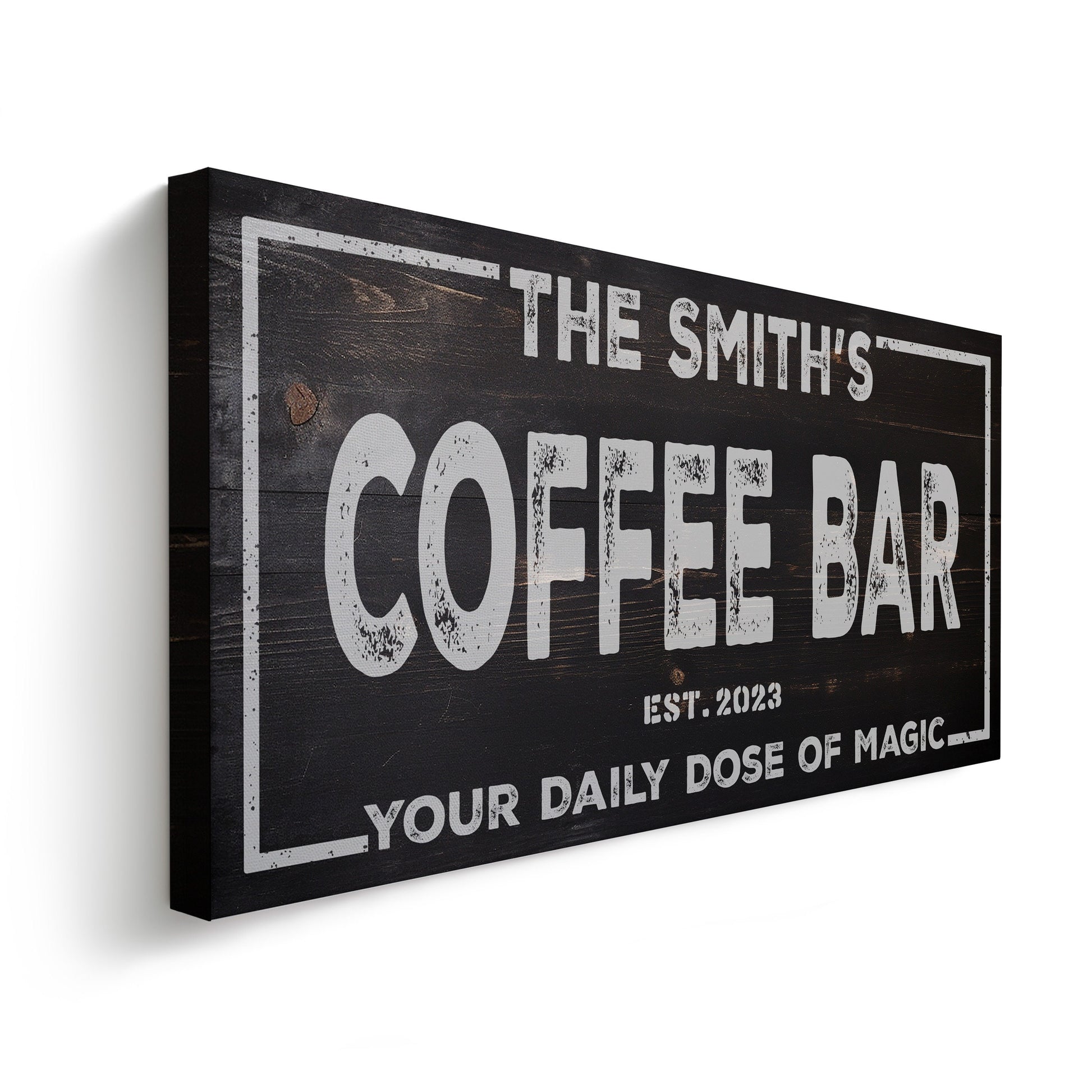 Personalized Coffee Bar Canvas Print: Rustic Kitchen Wall Art