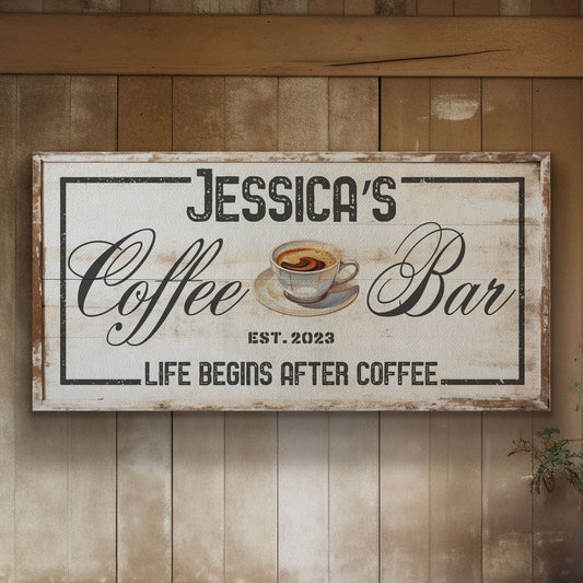 Coffee Bar Sign Rustic Coffee Station Bar Wall Art, Personalized Family Name Sign Custom Wall Art Kitchen, Custom Coffee Corner CANVAS Print