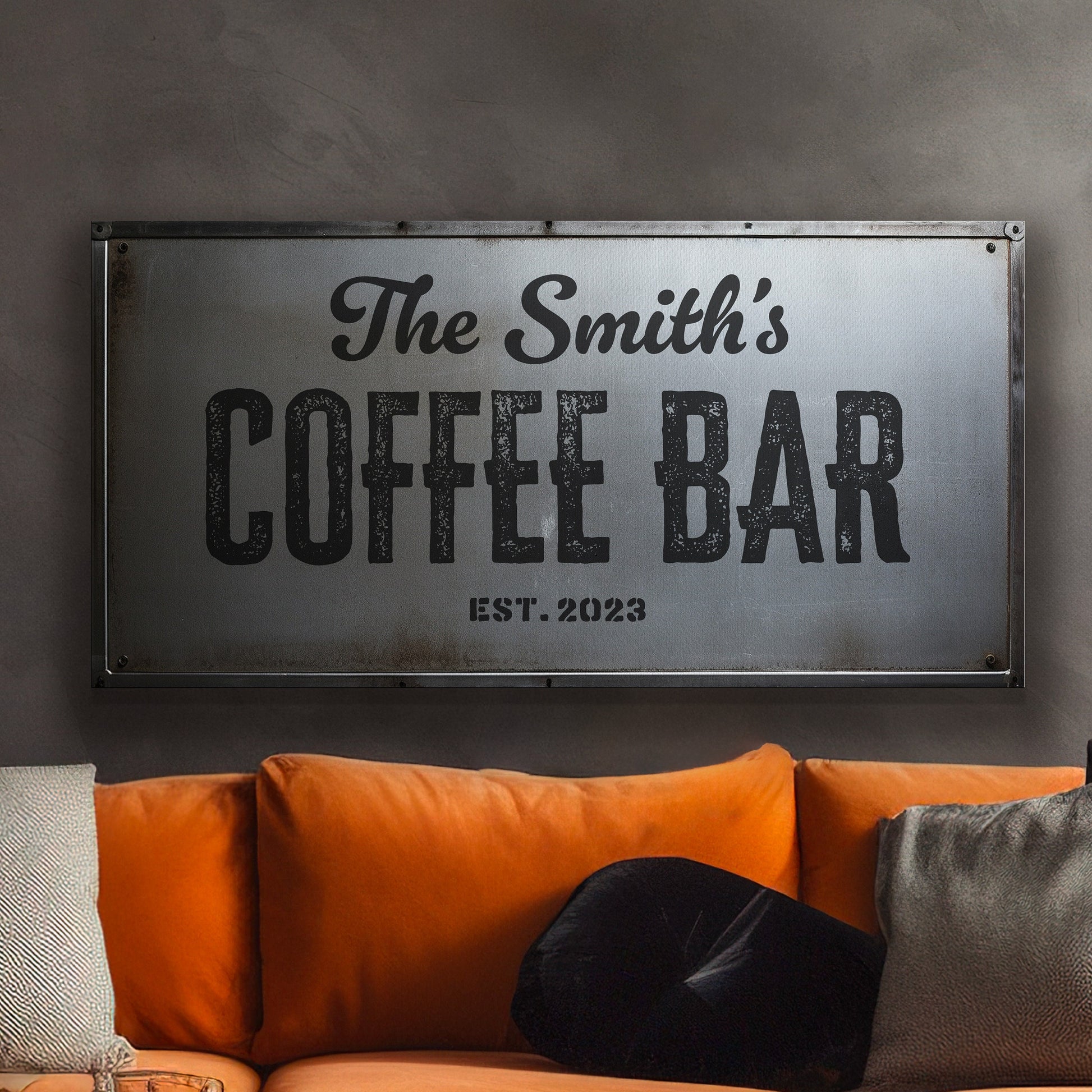 Coffee Bar Sign Rustic Coffee Station Bar Wall Art, Personalized Family Name Sign Custom Wall Art Kitchen, Custom Coffee Corner CANVAS Print