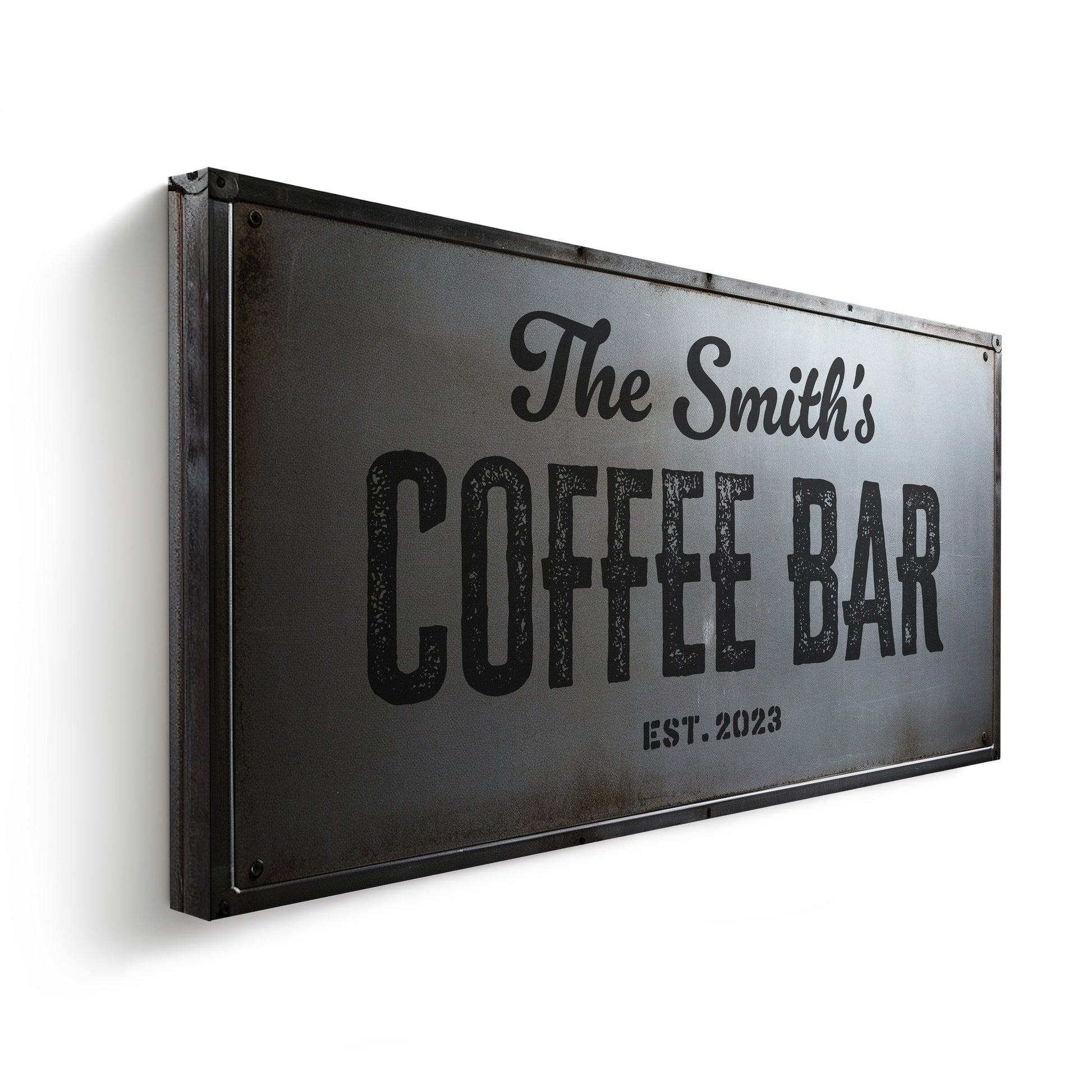 Coffee Bar Sign Rustic Coffee Station Bar Wall Art, Personalized Family Name Sign Custom Wall Art Kitchen, Custom Coffee Corner CANVAS Print