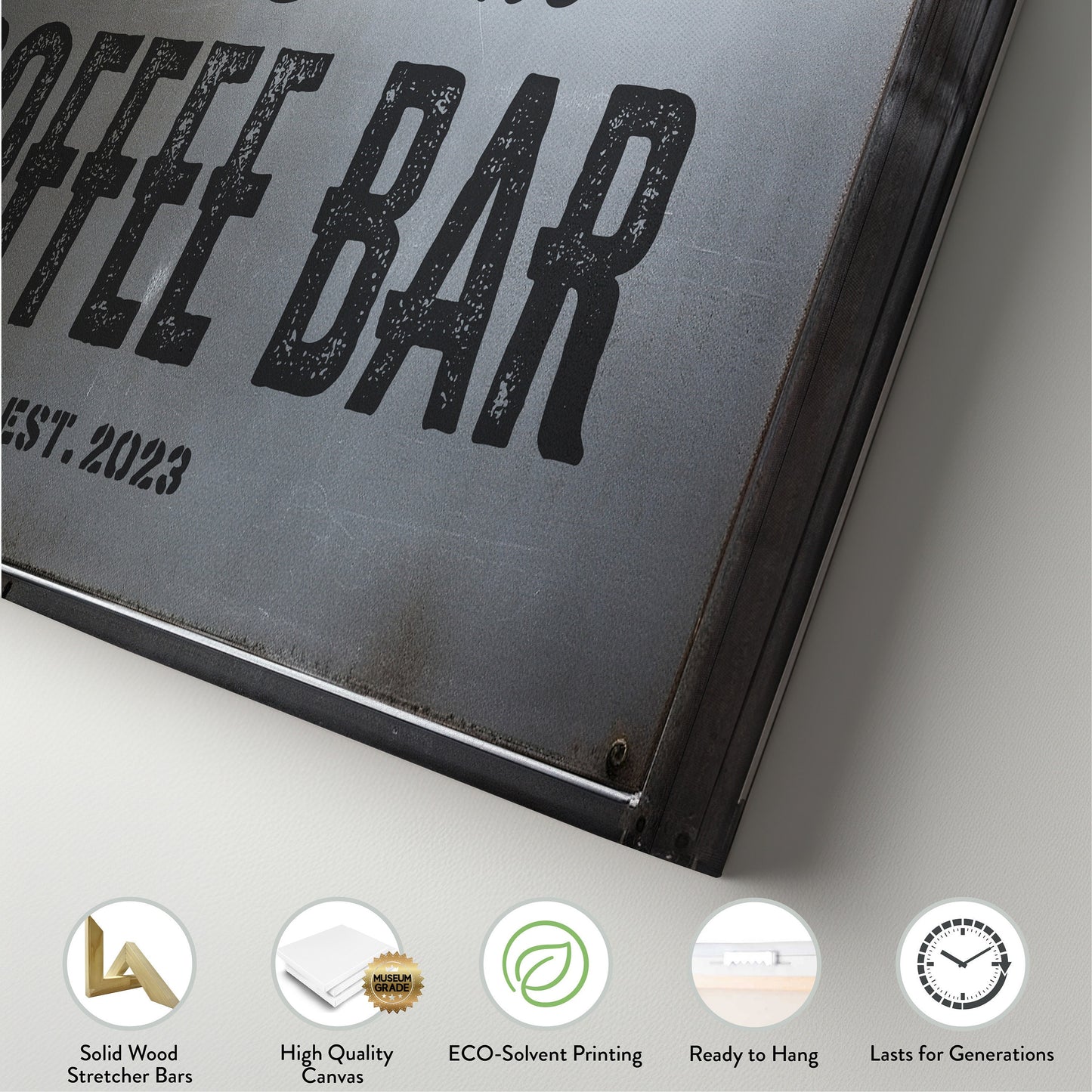 Coffee Bar Sign Rustic Coffee Station Bar Wall Art, Personalized Family Name Sign Custom Wall Art Kitchen, Custom Coffee Corner CANVAS Print