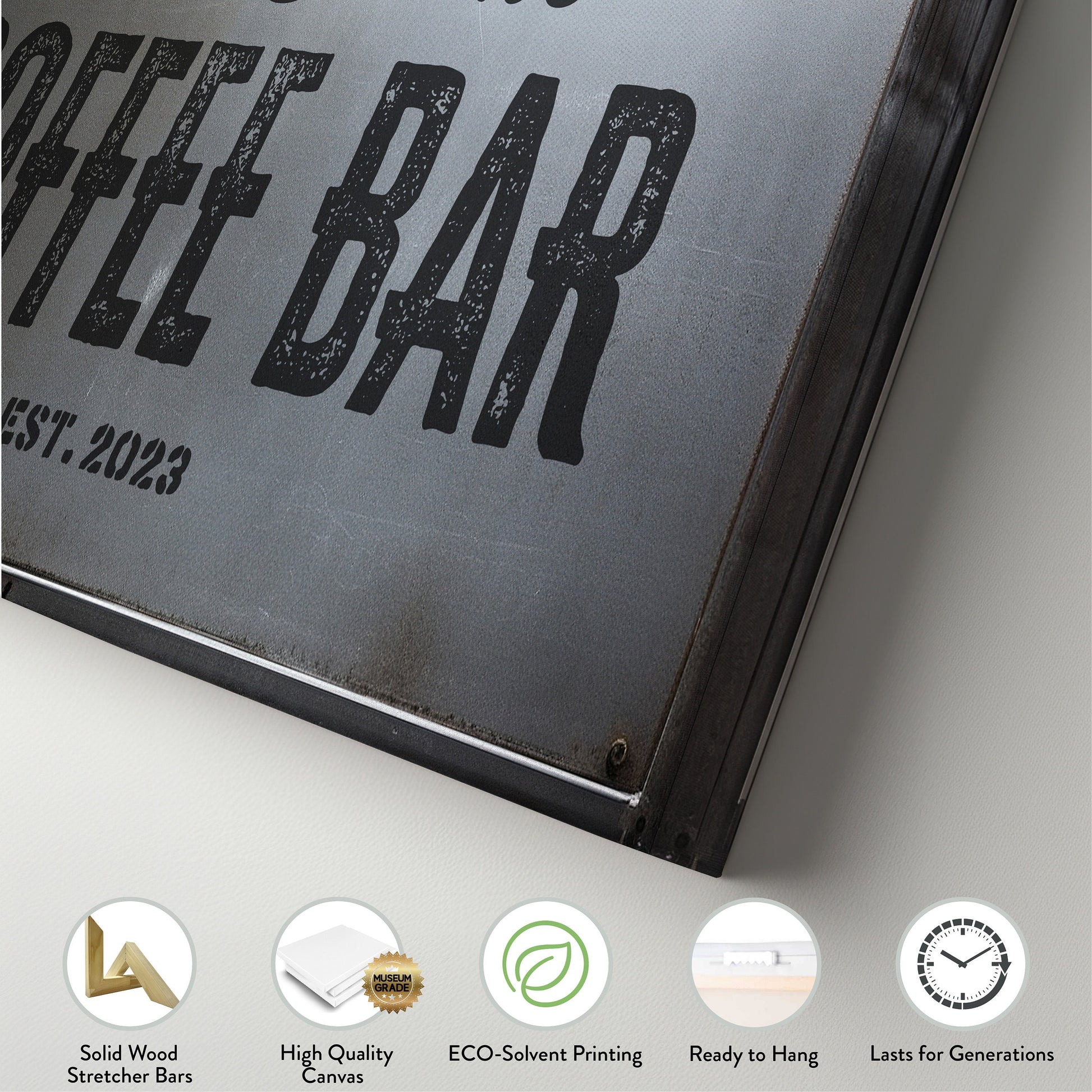 Coffee Bar Sign Rustic Coffee Station Bar Wall Art, Personalized Family Name Sign Custom Wall Art Kitchen, Custom Coffee Corner CANVAS Print