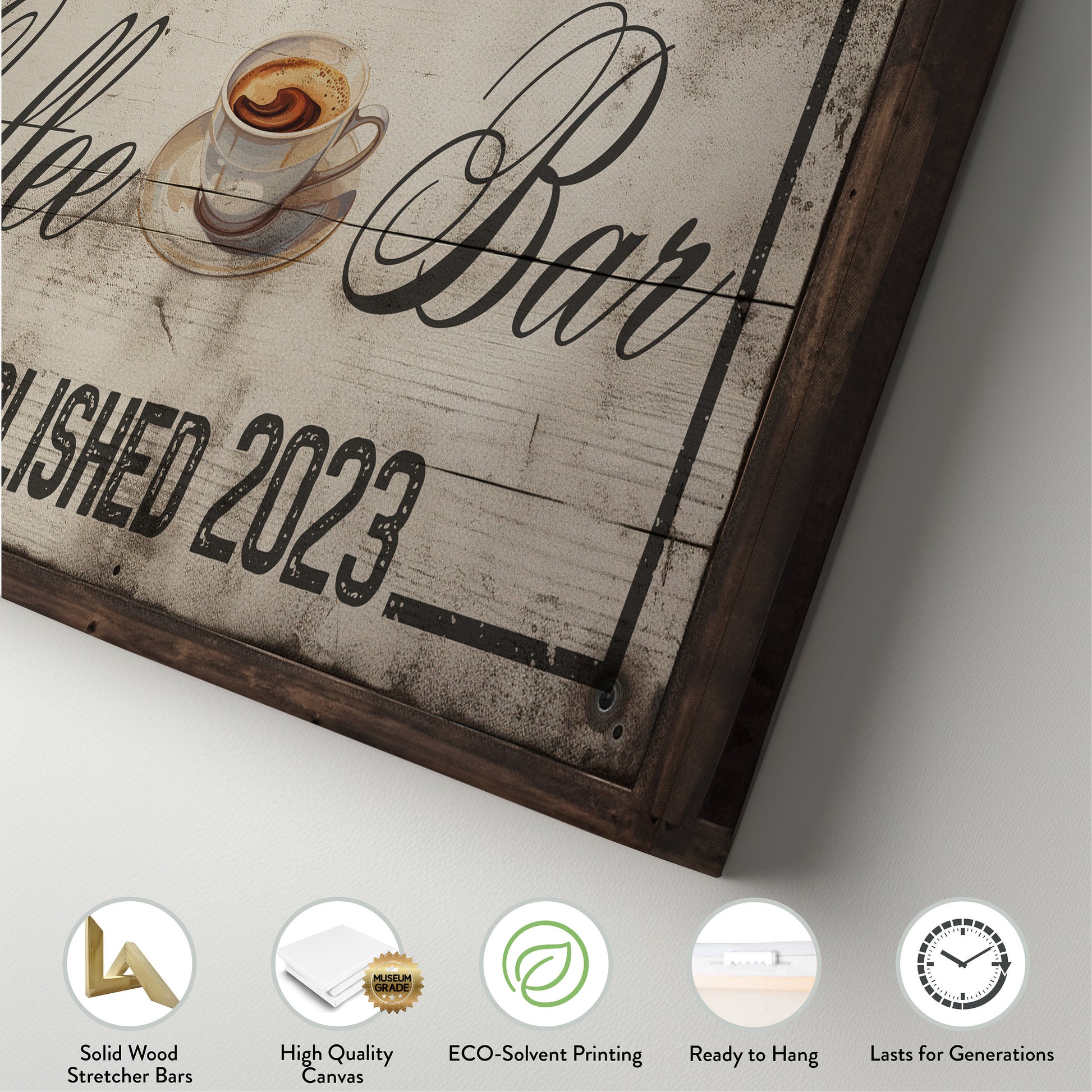 Coffee Bar Sign Rustic Coffee Station Bar Wall Art, Personalized Family Name Sign Custom Wall Art Kitchen, Custom Coffee Corner CANVAS Print