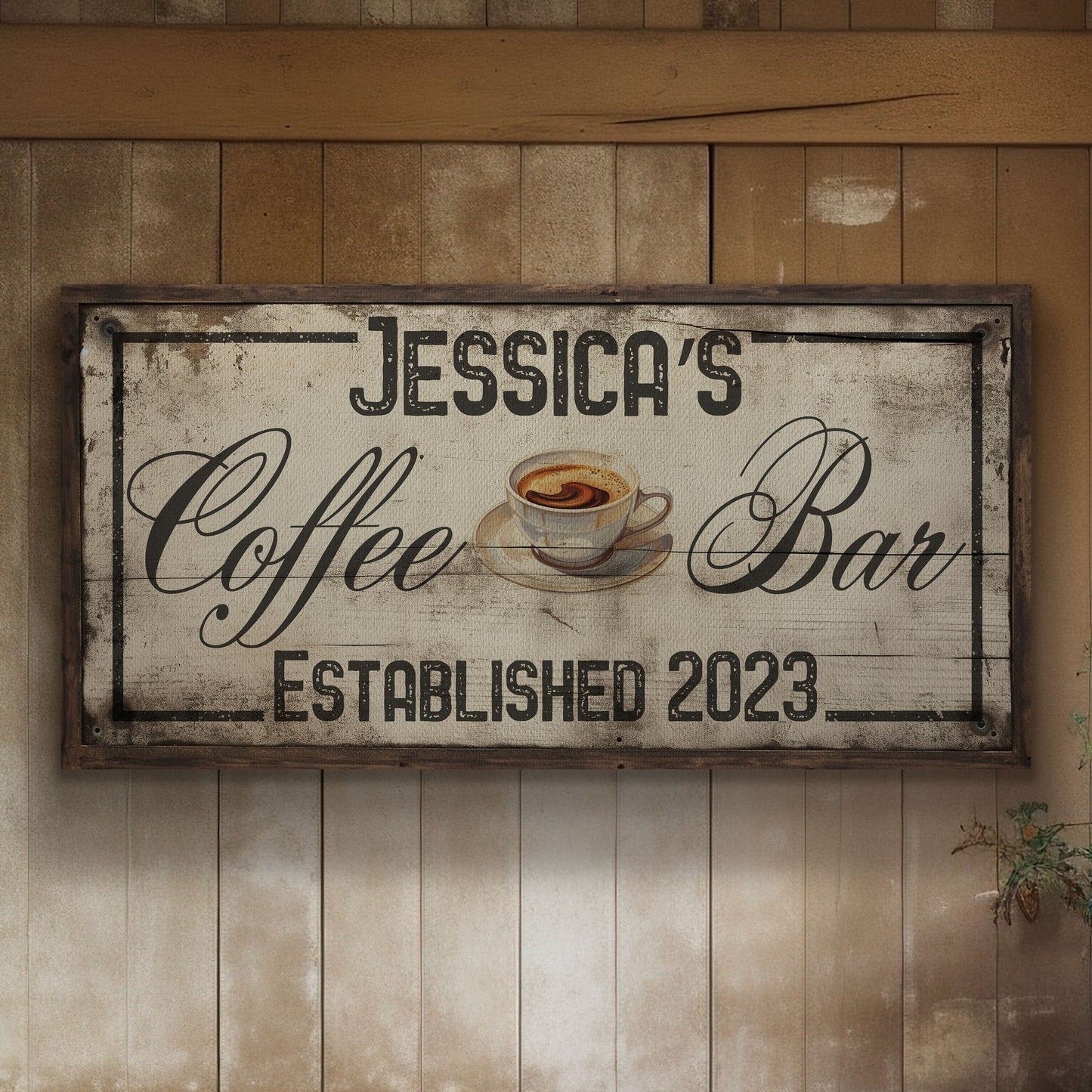 Coffee Bar Sign Rustic Coffee Station Bar Wall Art, Personalized Family Name Sign Custom Wall Art Kitchen, Custom Coffee Corner CANVAS Print