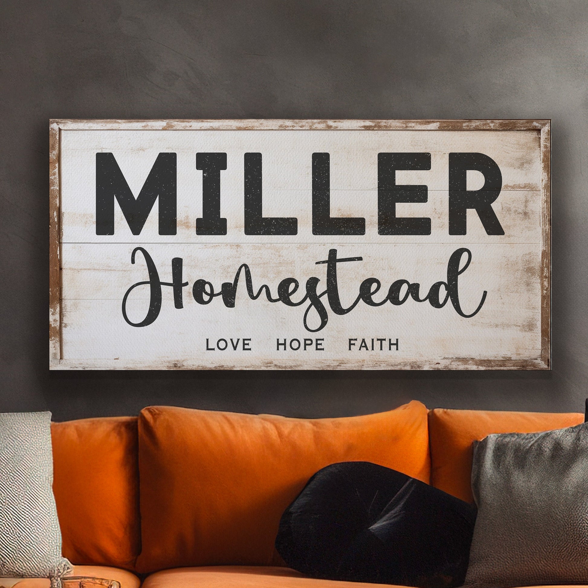 Farmhouse Sign, Personalized Homestead Sign, Farmhouse Wall Decor, Custom Family Name Farmhouse Sign, Name Date Farmstead Large Canvas Print