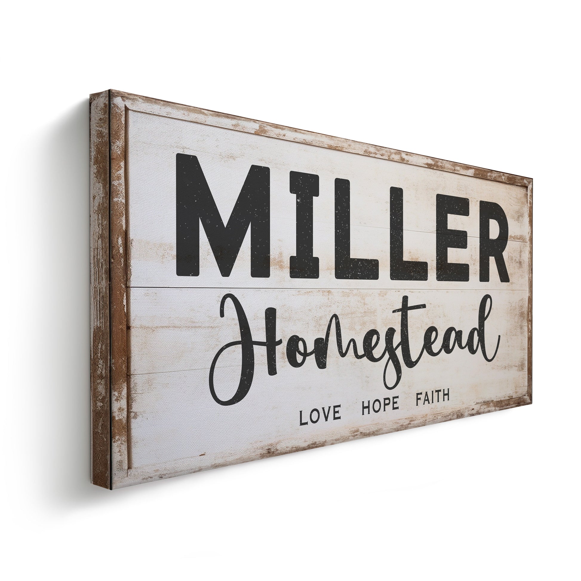 Farmhouse Sign, Personalized Homestead Sign, Farmhouse Wall Decor, Custom Family Name Farmhouse Sign, Name Date Farmstead Large Canvas Print