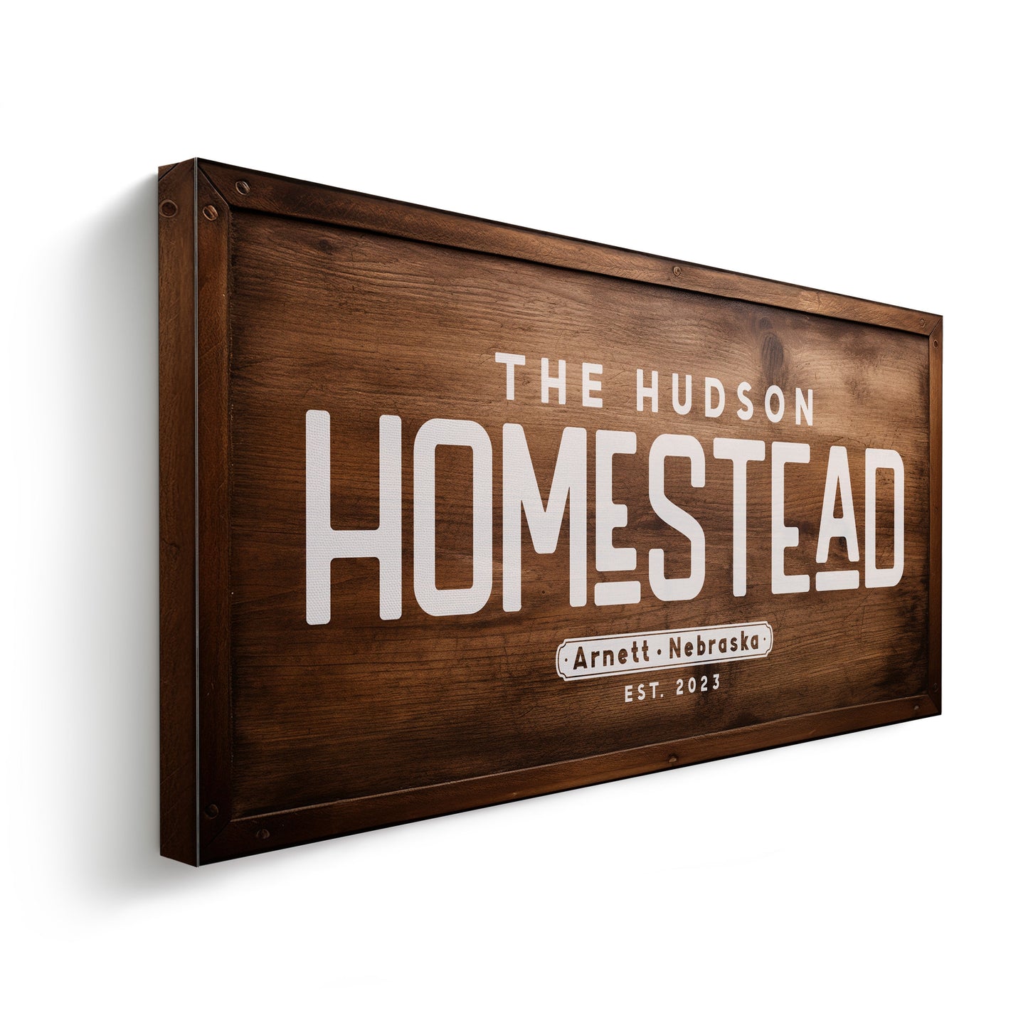 Farmhouse Sign, Personalized Homestead Sign, Farmhouse Wall Decor, Custom Family Name Farmhouse Sign, Name Date Farmstead Large Canvas Print
