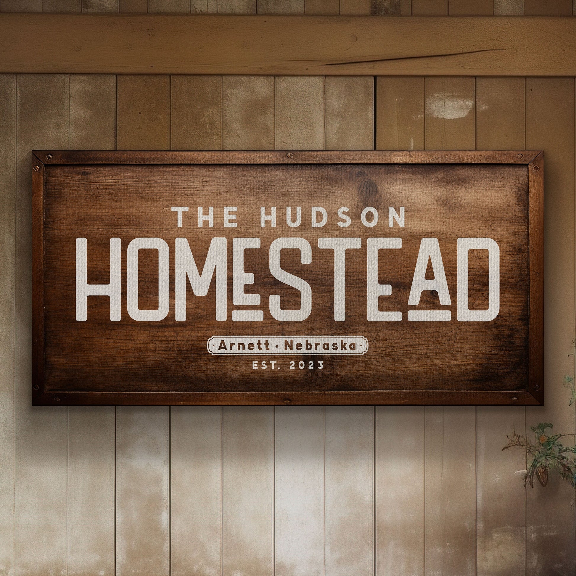 Farmhouse Sign, Personalized Homestead Sign, Farmhouse Wall Decor, Custom Family Name Farmhouse Sign, Name Date Farmstead Large Canvas Print