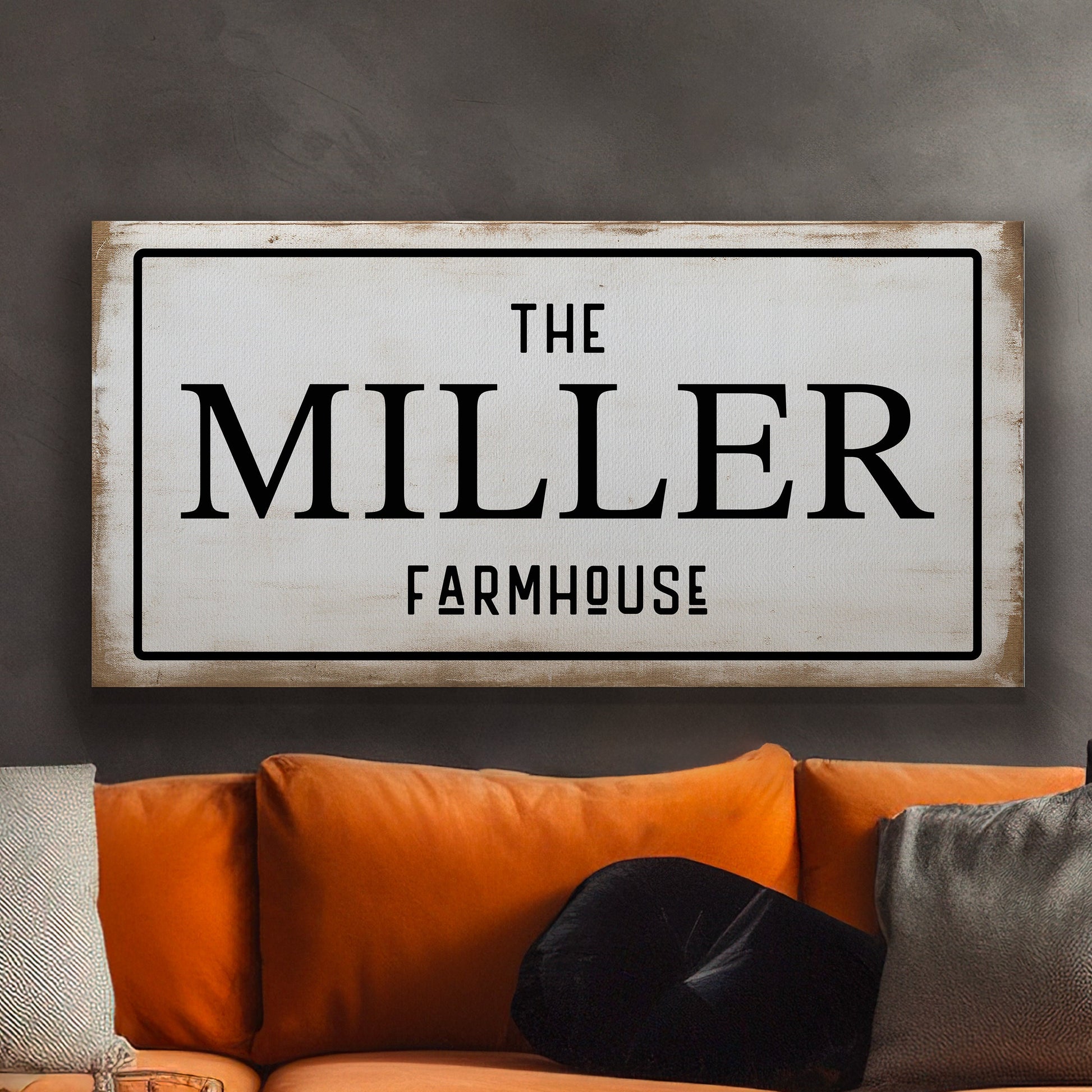 Farmhouse Sign, Personalized Homestead Sign, Farmhouse Wall Decor, Custom Family Name Farmhouse Sign, Name Date Farmstead Large Canvas Print