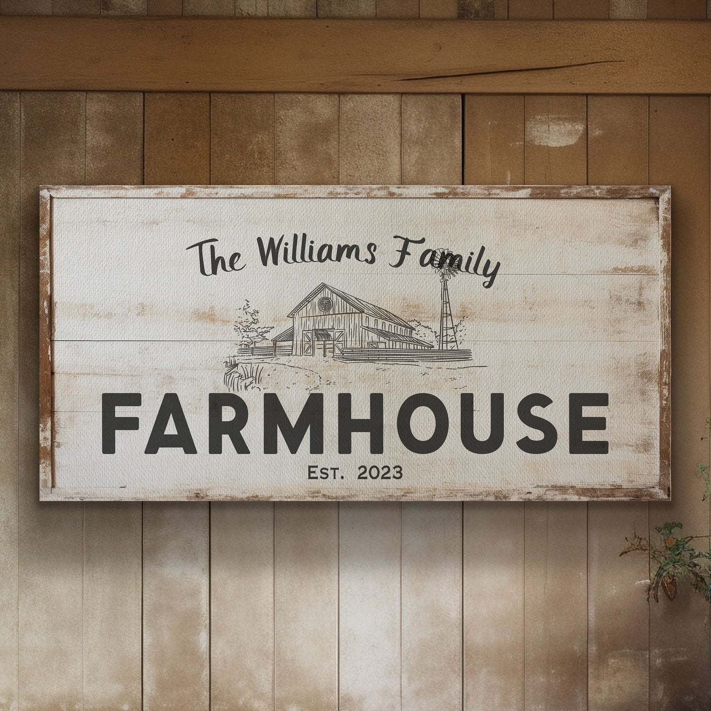 Farmhouse Sign, Personalized Homestead Sign, Farmhouse Wall Decor, Custom Family Name Farmhouse Sign, Name Date Farmstead Large Canvas Print