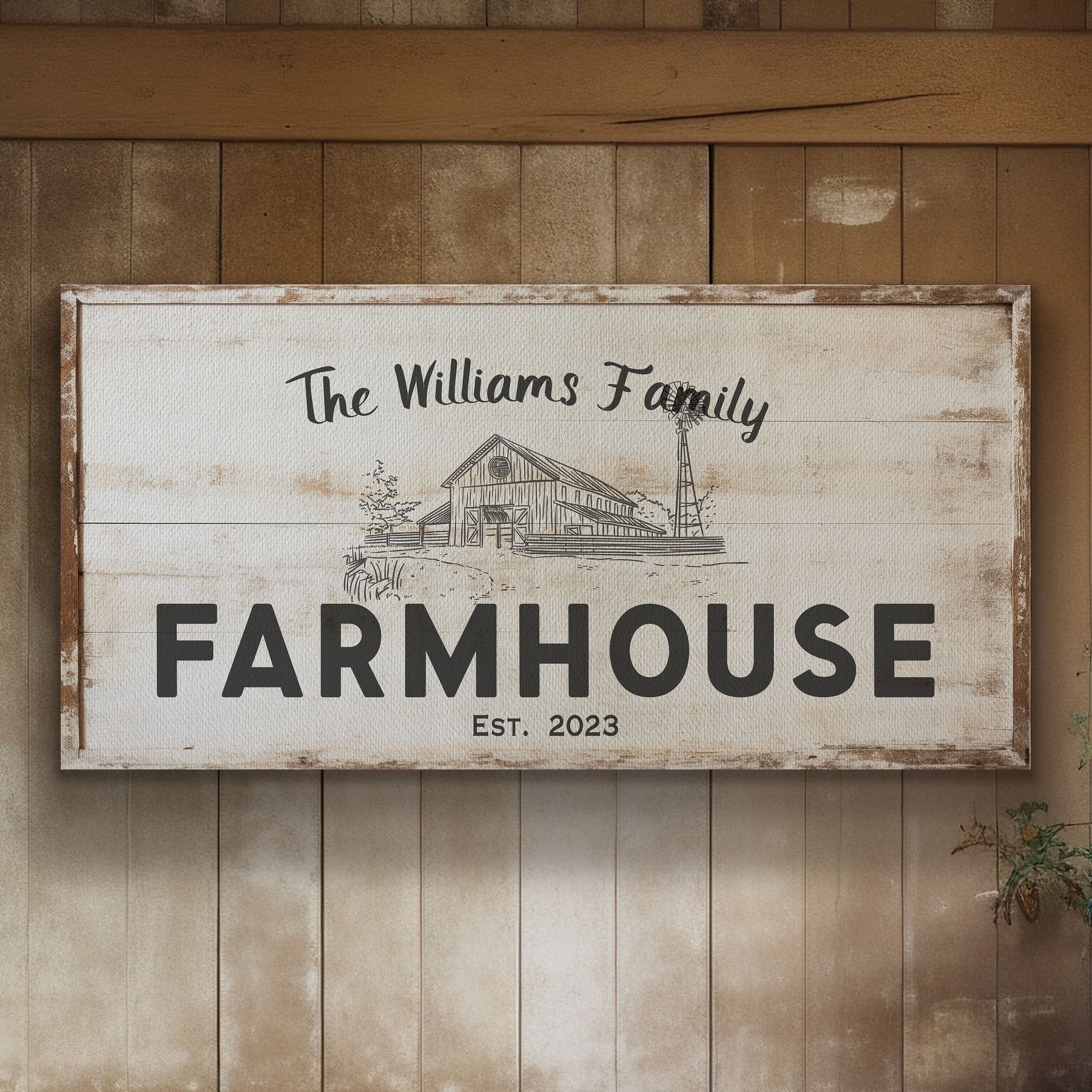 Farmhouse Sign, Personalized Homestead Sign, Farmhouse Wall Decor, Custom Family Name Farmhouse Sign, Name Date Farmstead Large Canvas Print